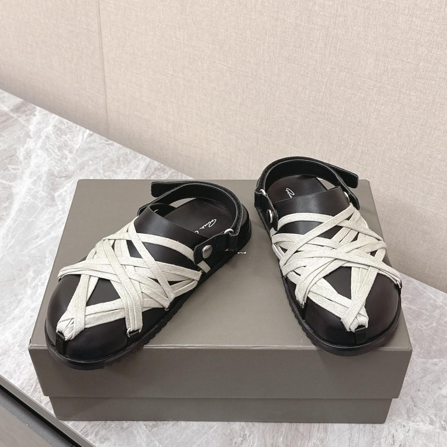 Rick Owens Leather Lace-up Cross-strap Loafers - DopestKickz