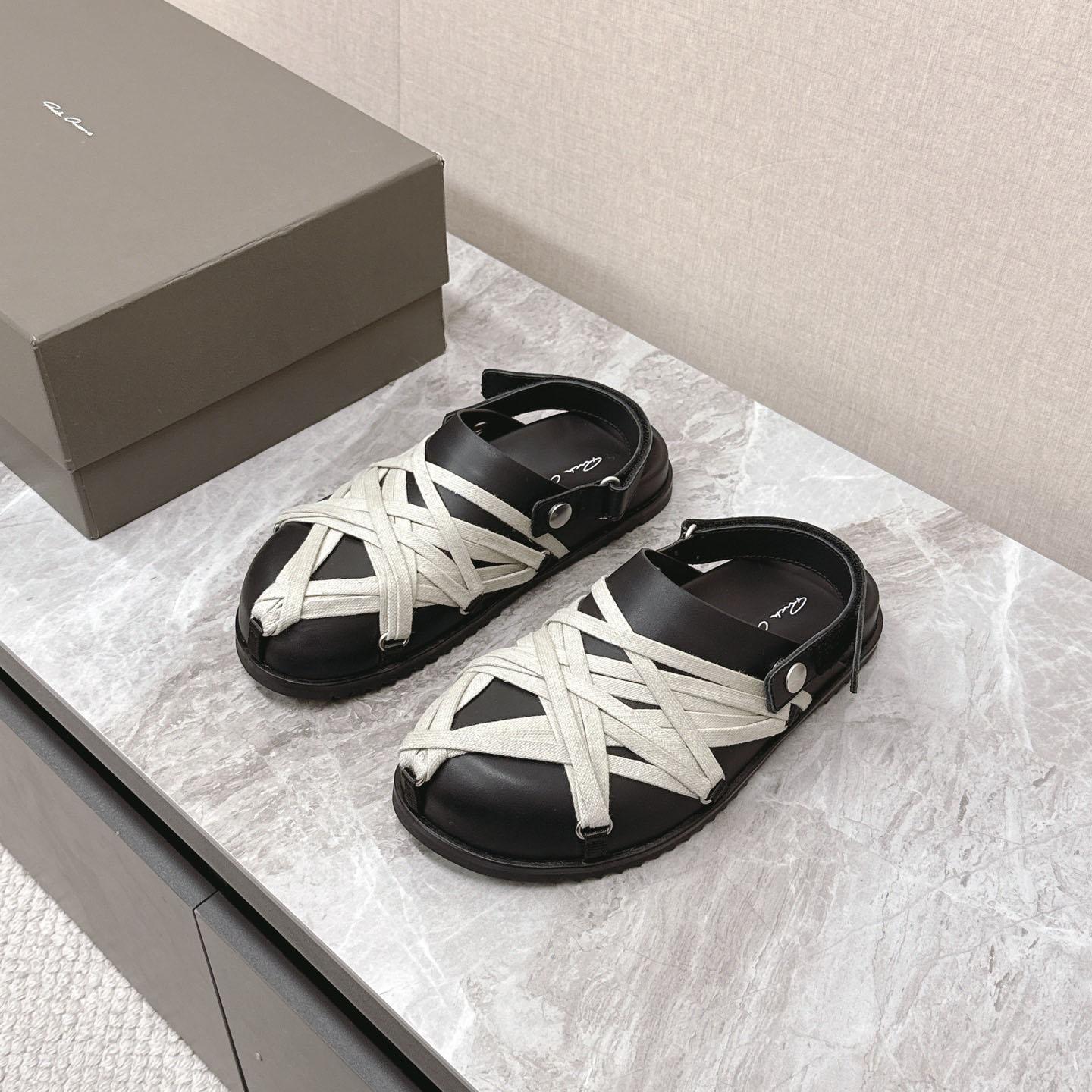 Rick Owens Leather Lace-up Cross-strap Loafers - DopestKickz