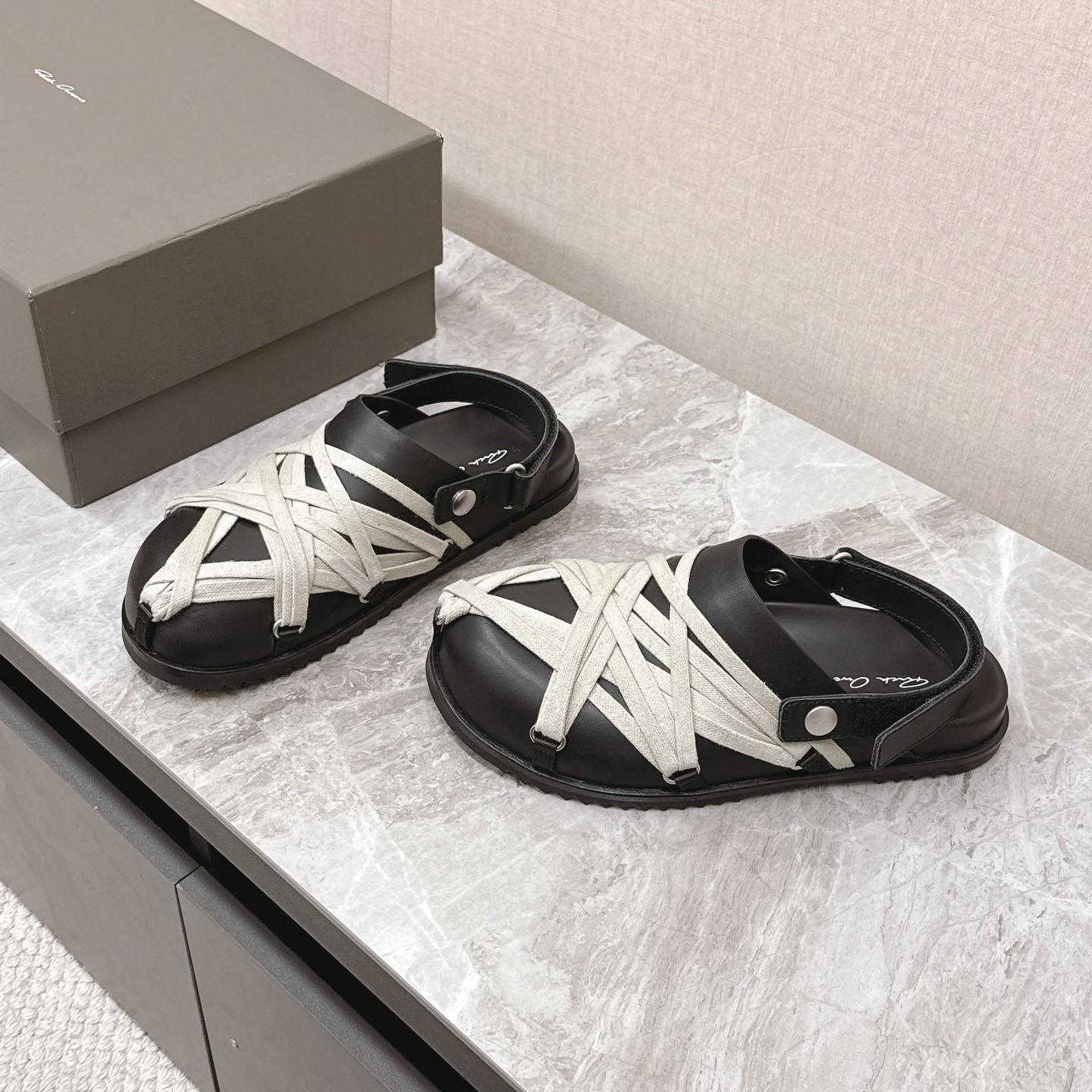 Rick Owens Leather Lace-up Cross-strap Loafers - DopestKickz