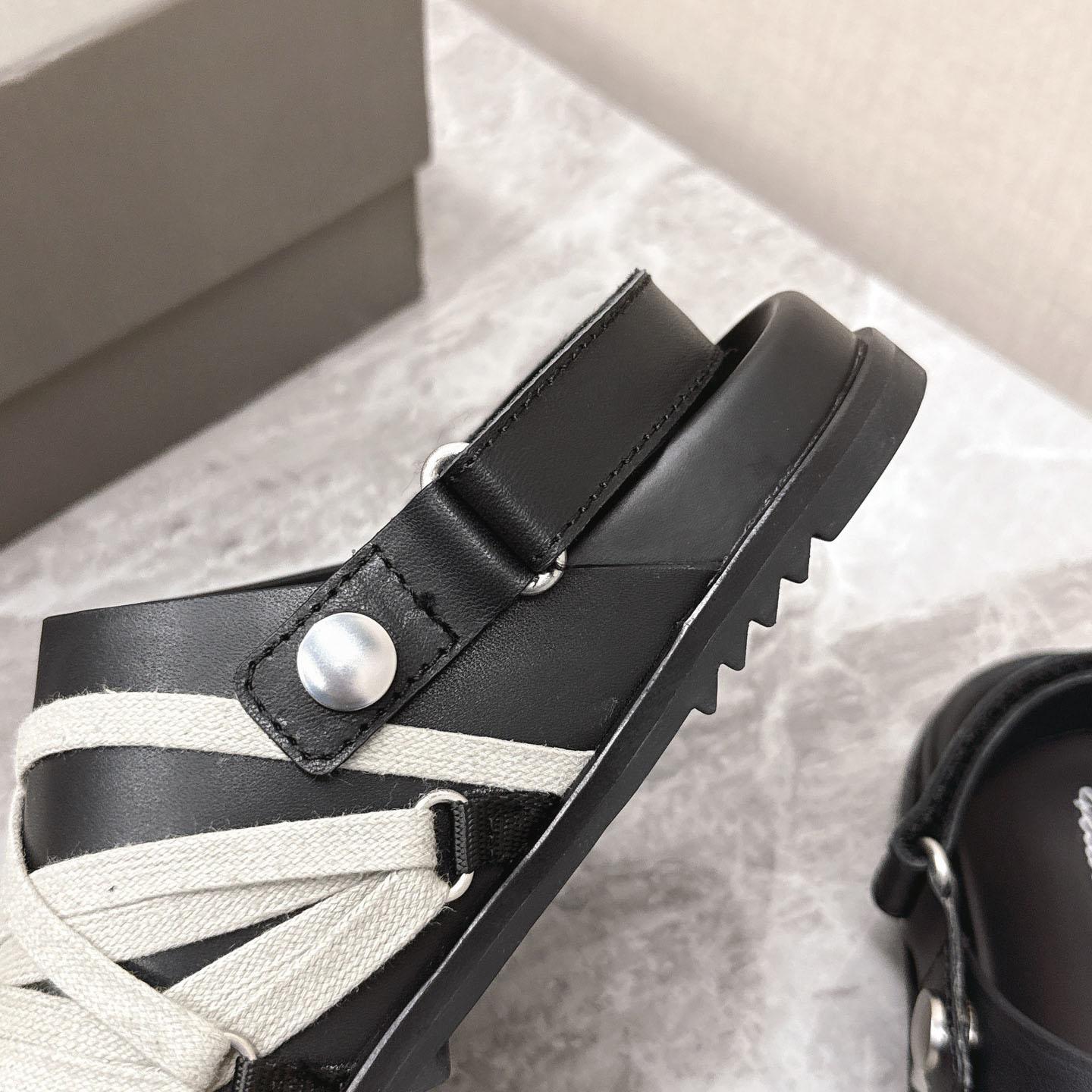 Rick Owens Leather Lace-up Cross-strap Loafers - DopestKickz