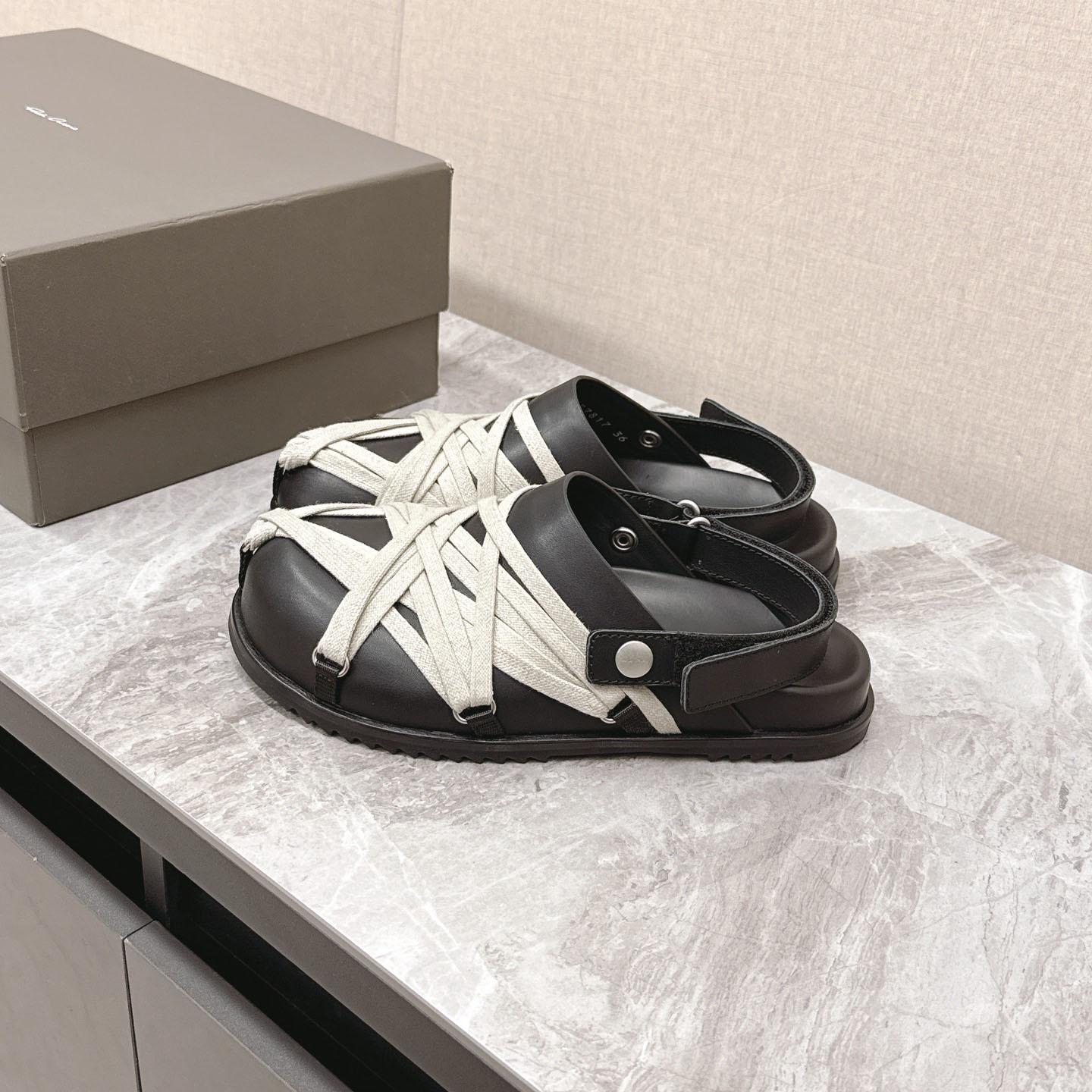 Rick Owens Leather Lace-up Cross-strap Loafers - DopestKickz