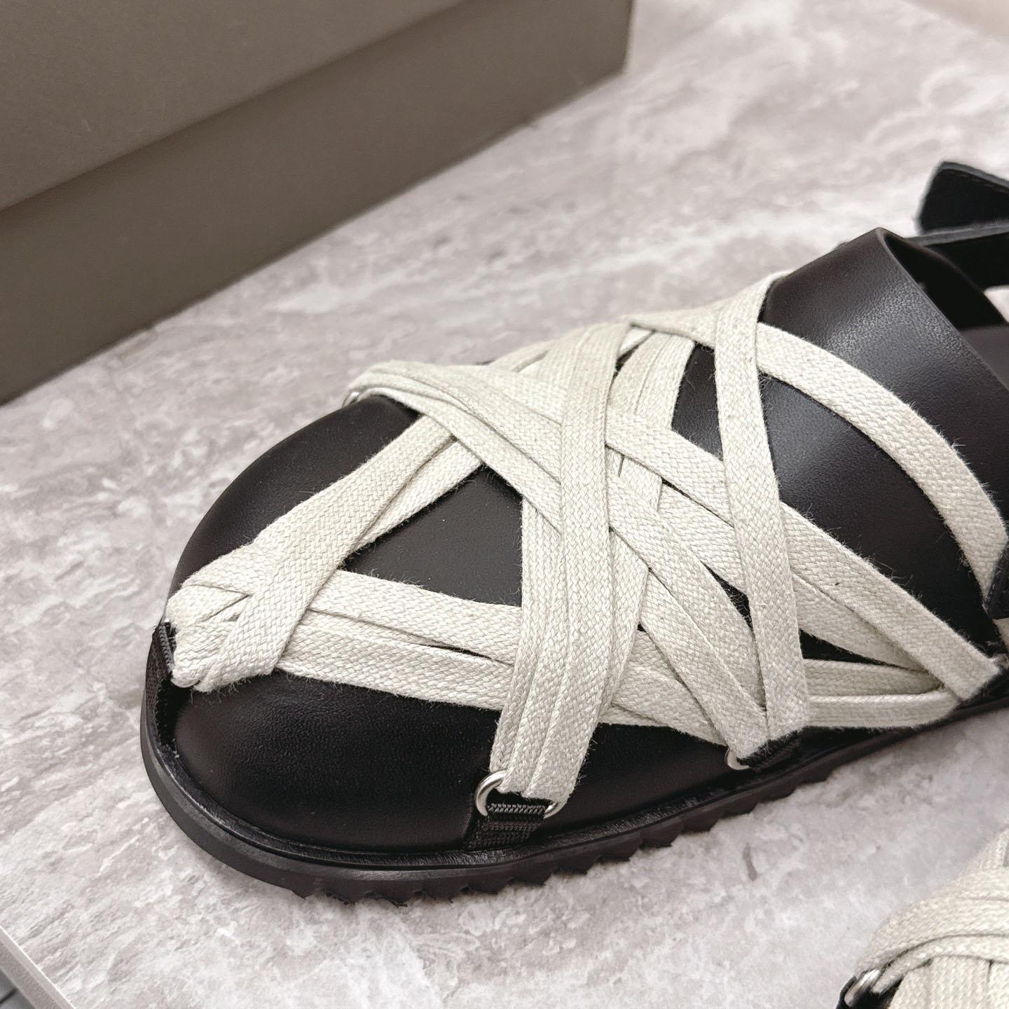 Rick Owens Leather Lace-up Cross-strap Loafers - DopestKickz