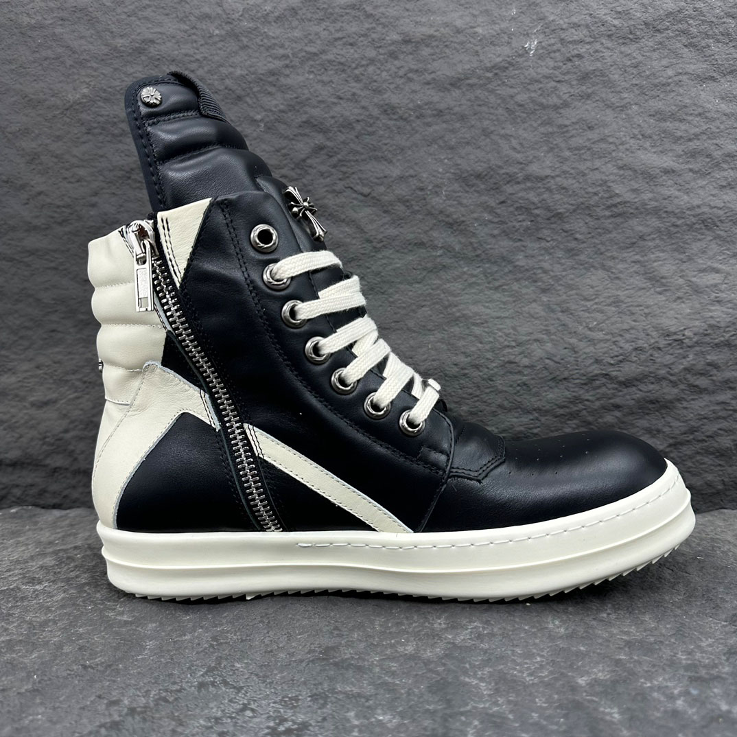 Rick Owens Chrome Hearts x Rick Owens Geobasket High 'Black' - DopestKickz