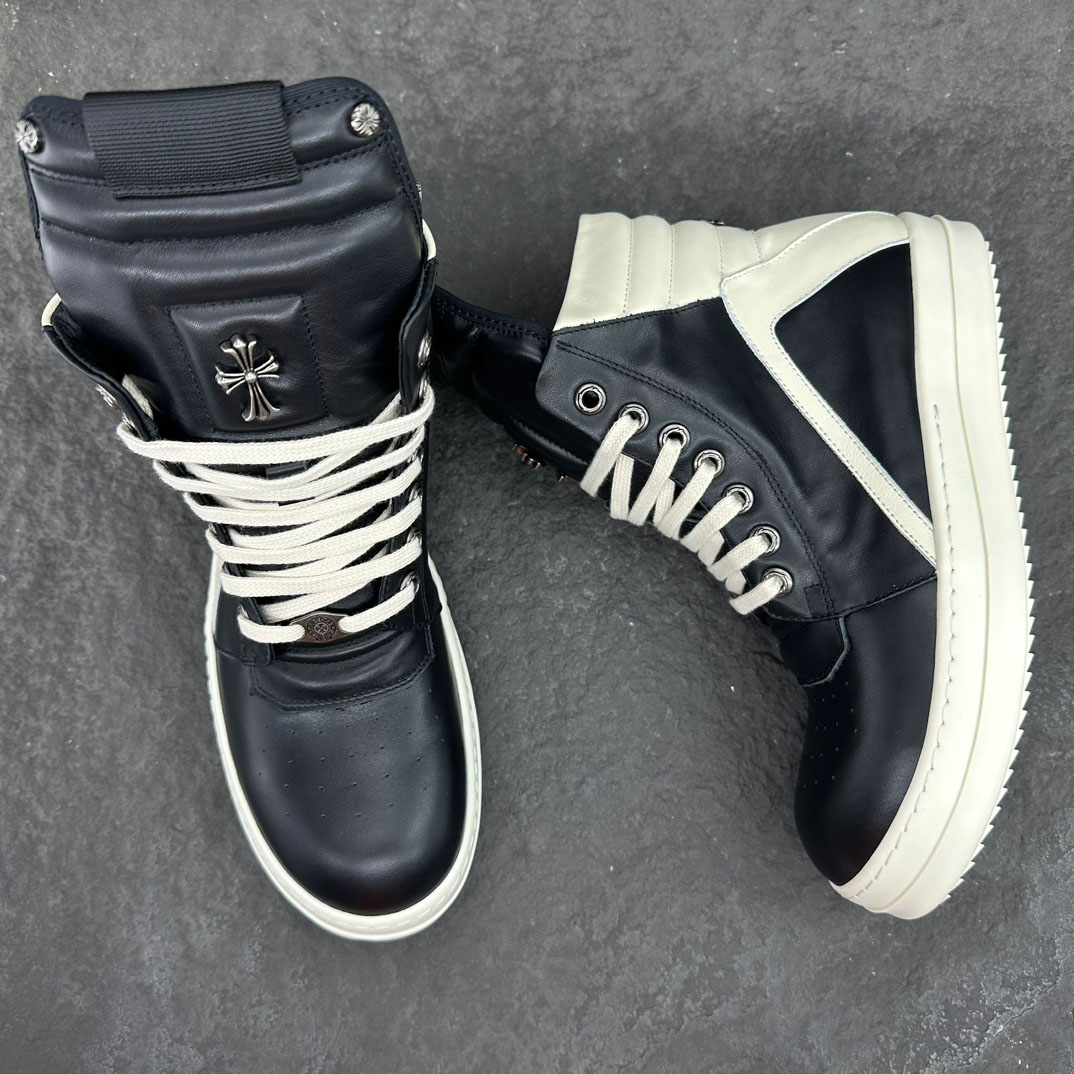 Rick Owens Chrome Hearts x Rick Owens Geobasket High 'Black' - DopestKickz