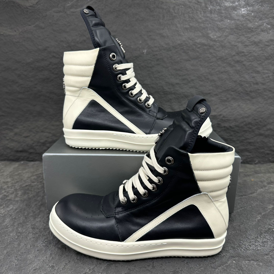 Rick Owens Chrome Hearts x Rick Owens Geobasket High 'Black' - DopestKickz