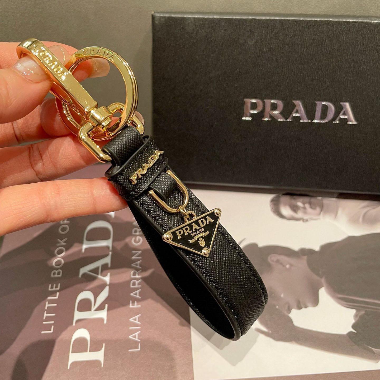Prada Saffiano Leather Keychain - DopestKickz