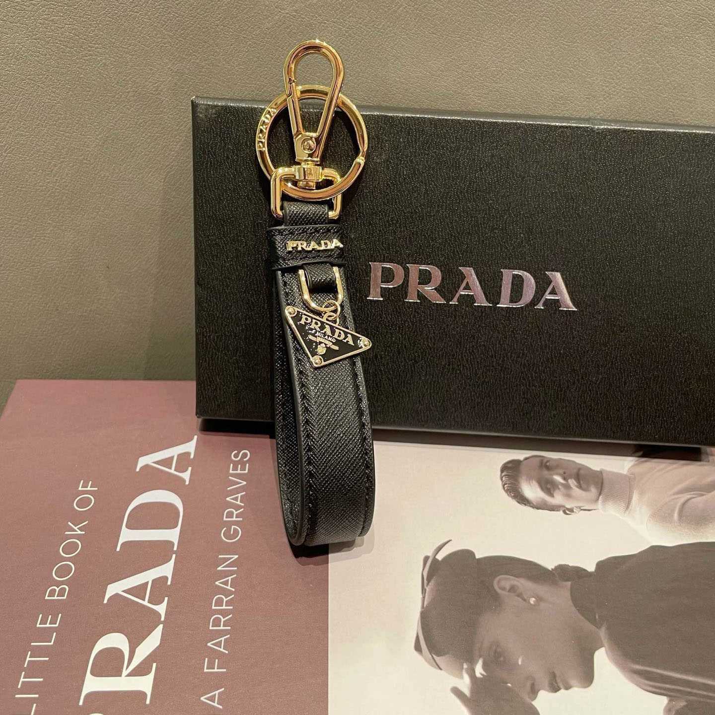 Prada Saffiano Leather Keychain - DopestKickz