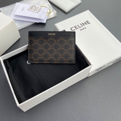 Celine Plain Card Holder IN Triomphe Canvas And Calfskin - DopestKickz