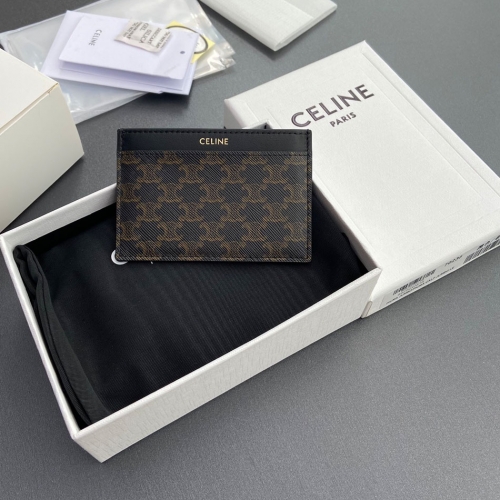 Celine Plain Card Holder IN Triomphe Canvas And Calfskin - DopestKickz