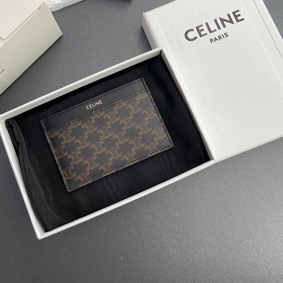 Celine Plain Card Holder IN Triomphe Canvas And Calfskin - DopestKickz