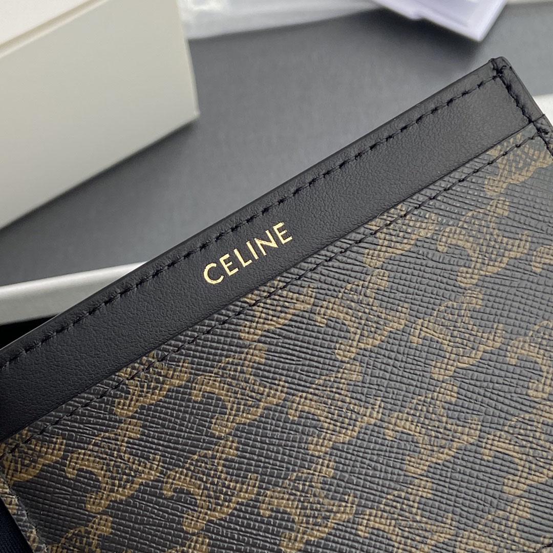 Celine Plain Card Holder IN Triomphe Canvas And Calfskin - DopestKickz