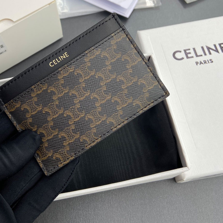Celine Plain Card Holder IN Triomphe Canvas And Calfskin - DopestKickz