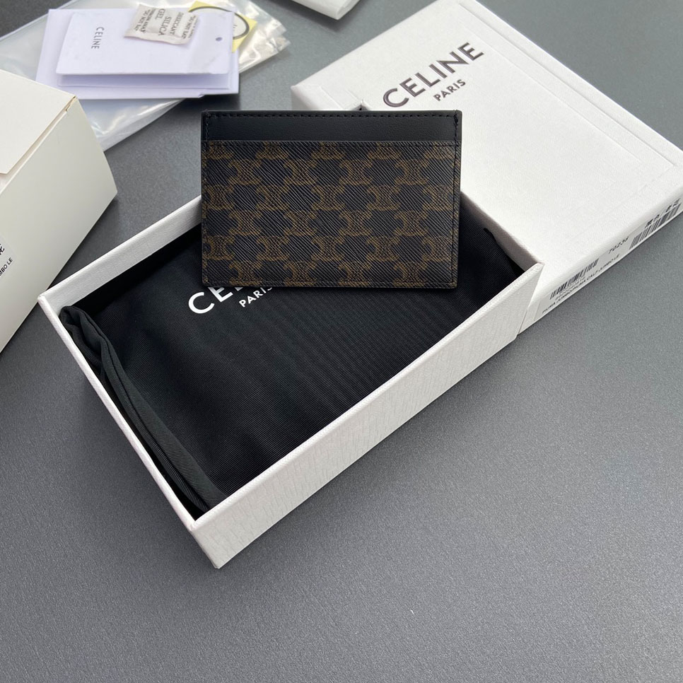 Celine Plain Card Holder IN Triomphe Canvas And Calfskin - DopestKickz