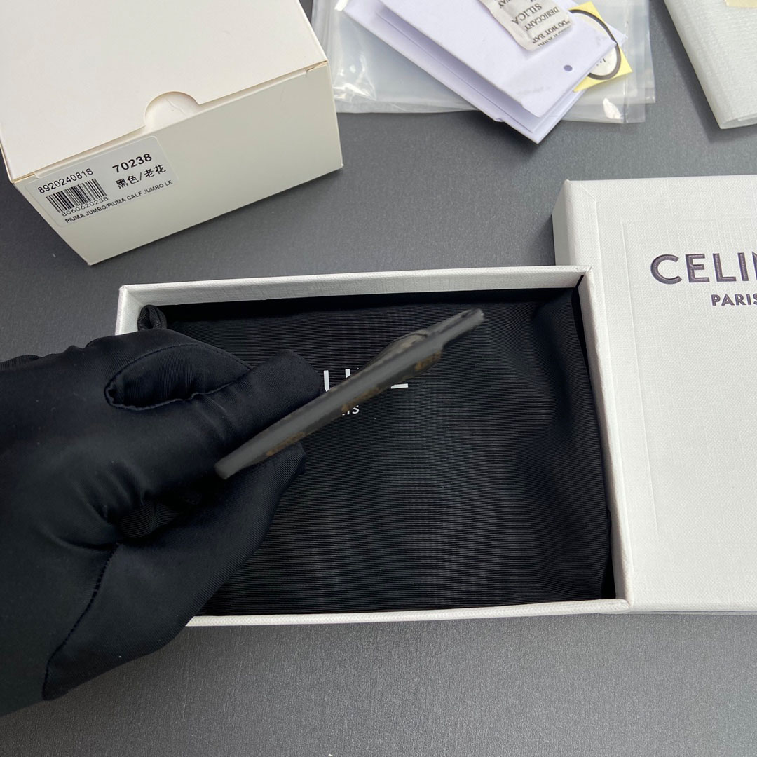 Celine Plain Card Holder IN Triomphe Canvas And Calfskin - DopestKickz