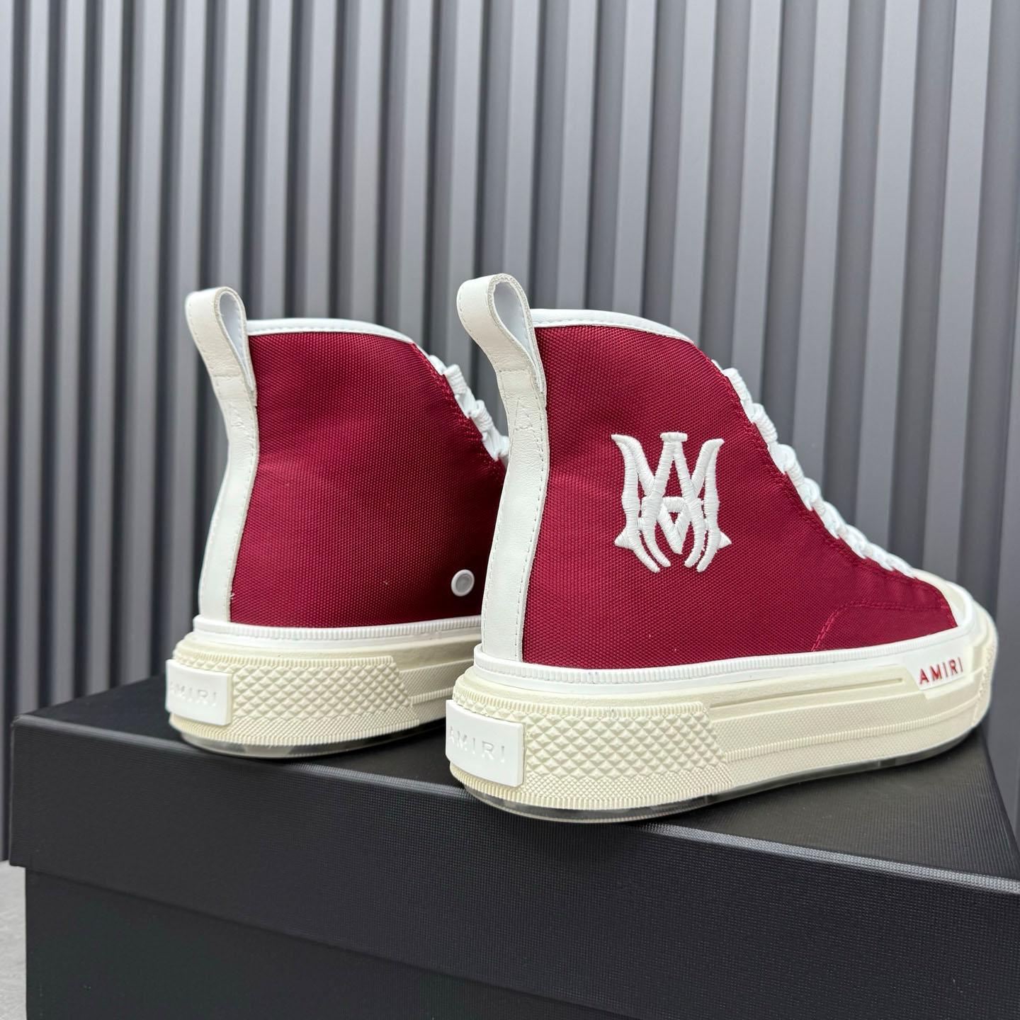 Amiri Burgundy Court Hi Sneakers - DopestKickz