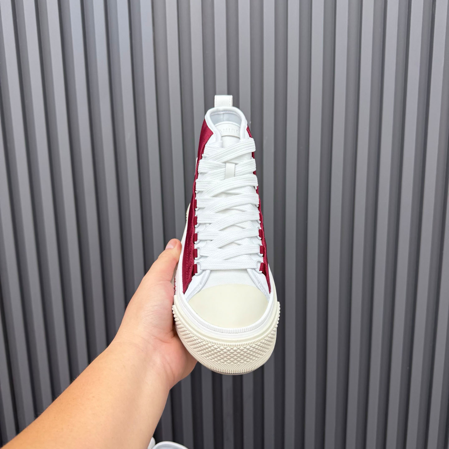 Amiri Burgundy Court Hi Sneakers - DopestKickz