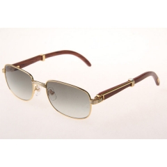 Cartier CT 7381148 Wood Sunglasses In Gold Grey - DopestKickz