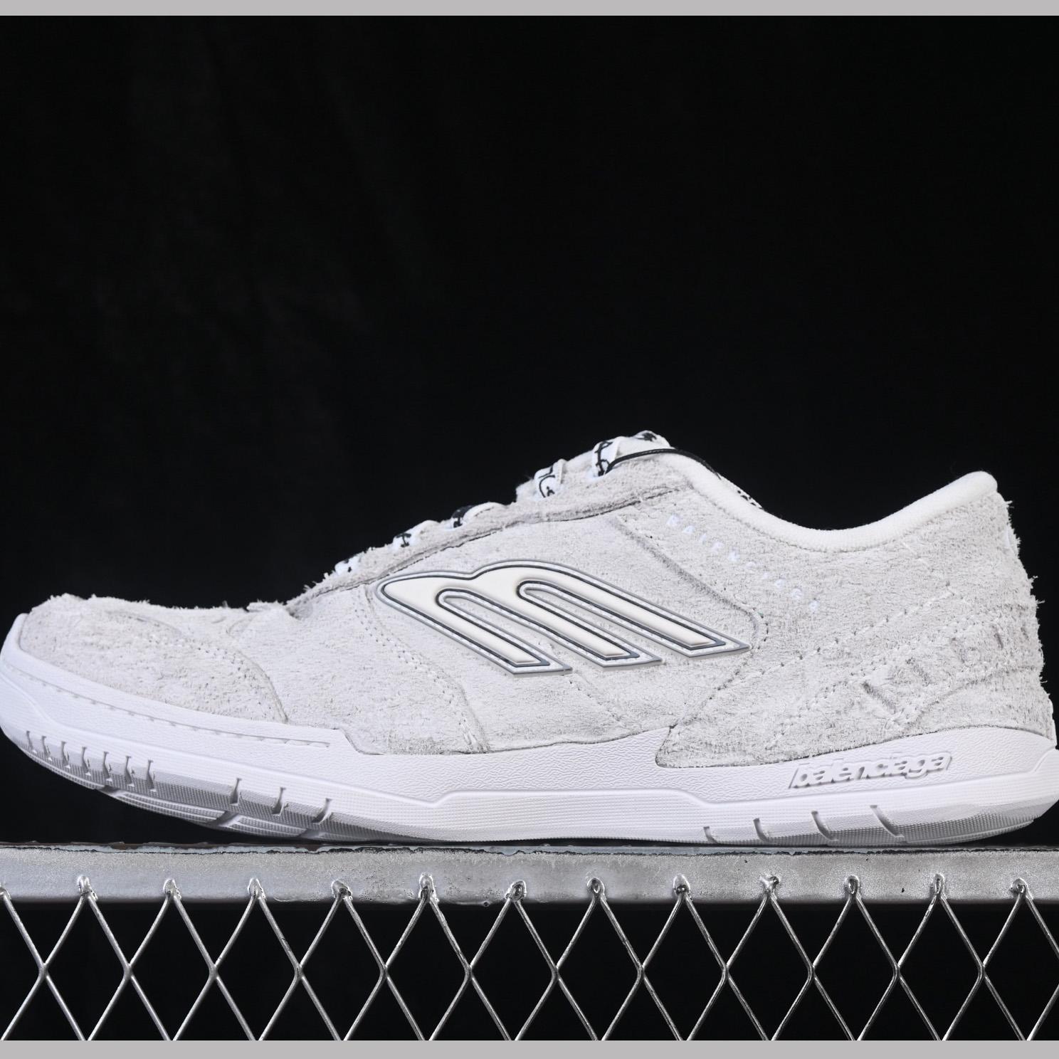 Balenciaga Hamptons Sneaker In Off-white And Black Brushed Suede Cowskin - DopestKickz