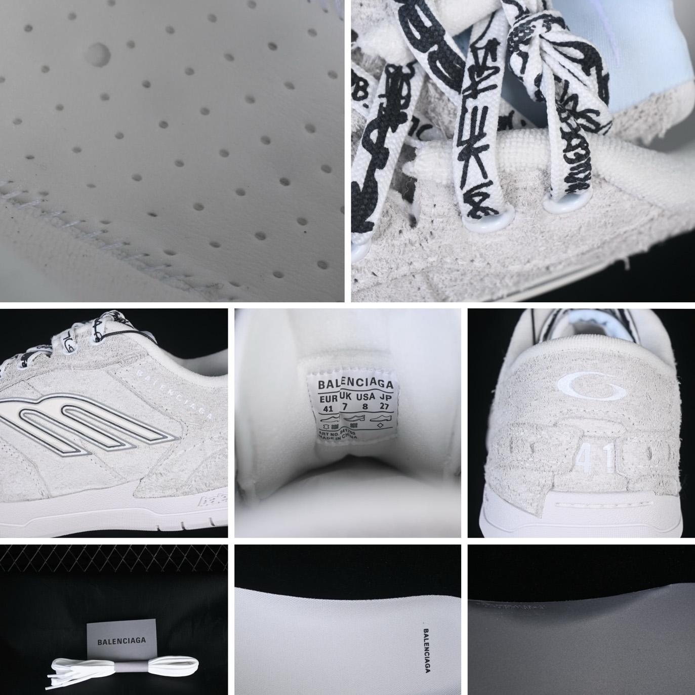 Balenciaga Hamptons Sneaker In Off-white And Black Brushed Suede Cowskin - DopestKickz