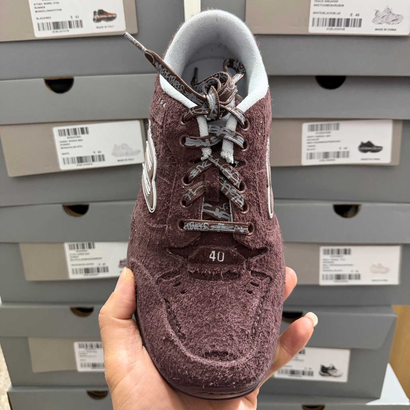 Balenciaga Hamptons Sneaker In Dark Brown And Beige Brushed Suede Cowskin - DopestKickz