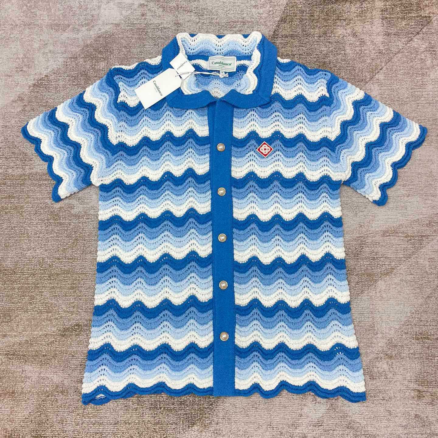 Casablanca Wavy Gradient Crochet Shirt D007 - DopestKickz