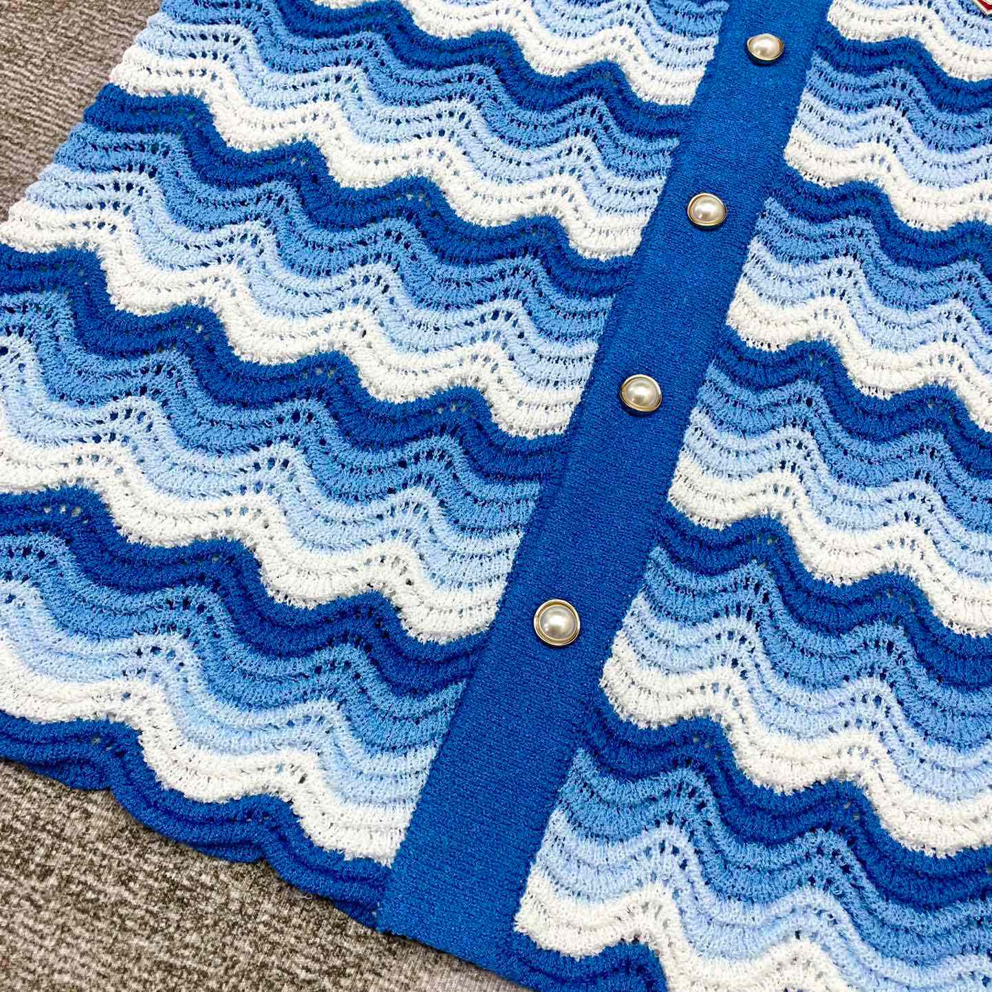 Casablanca Wavy Gradient Crochet Shirt D007 - DopestKickz