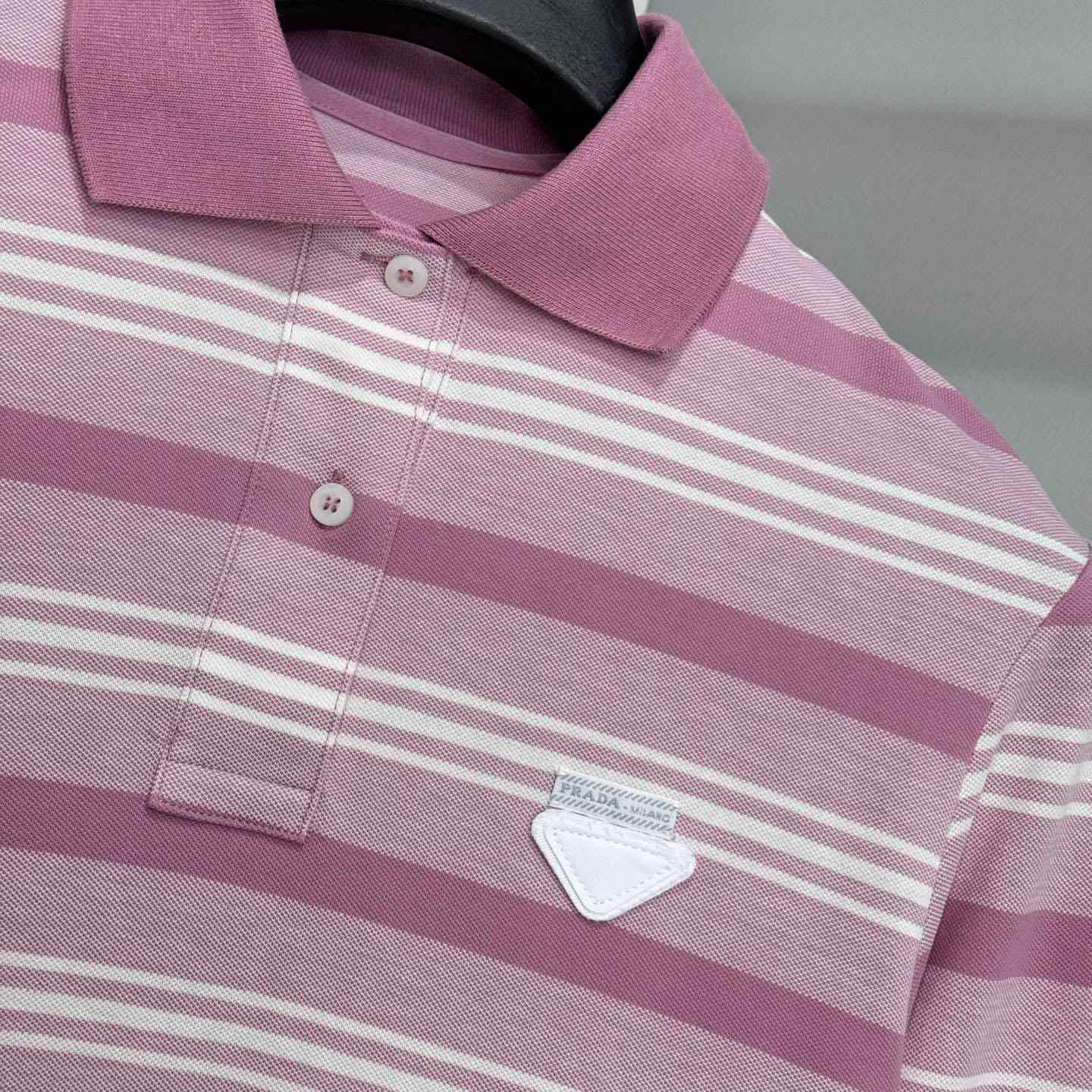 Prada Long-sleeved Striped Piqué Polo Shirt - DopestKickz