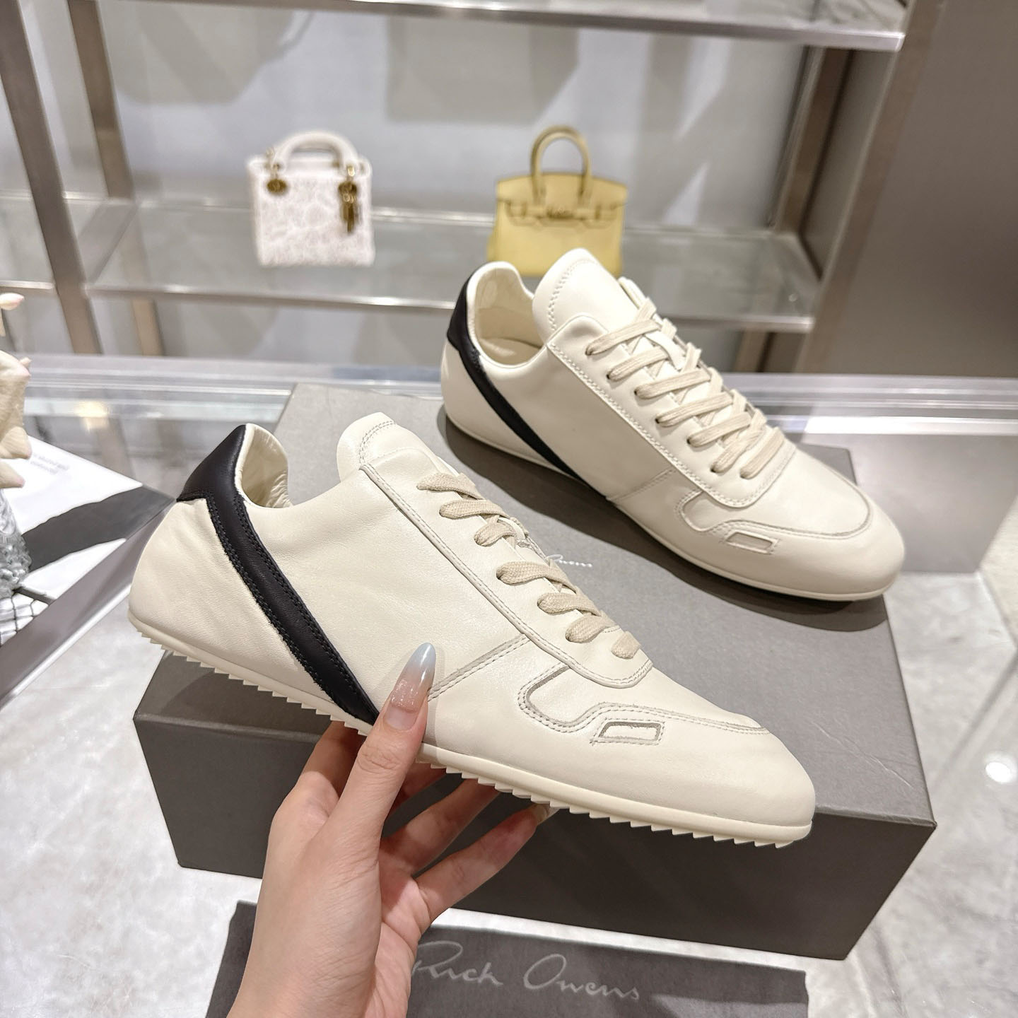 Rick Owens Concordians Minimal Sneaker 'Milk Black' - DopestKickz