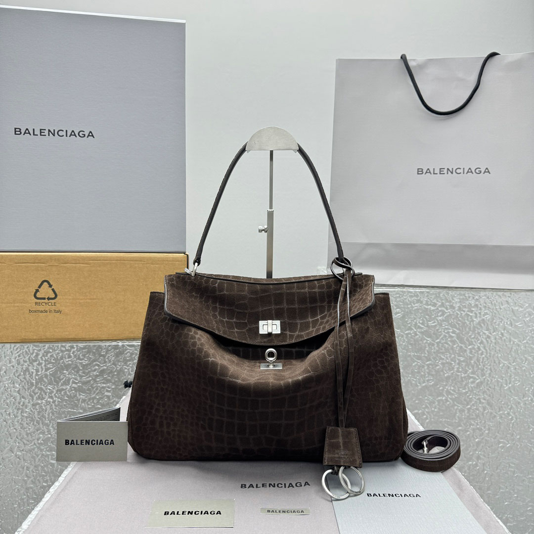 Balenciaga Rodeo Handbag Medium In Dark Brown - DopestKickz