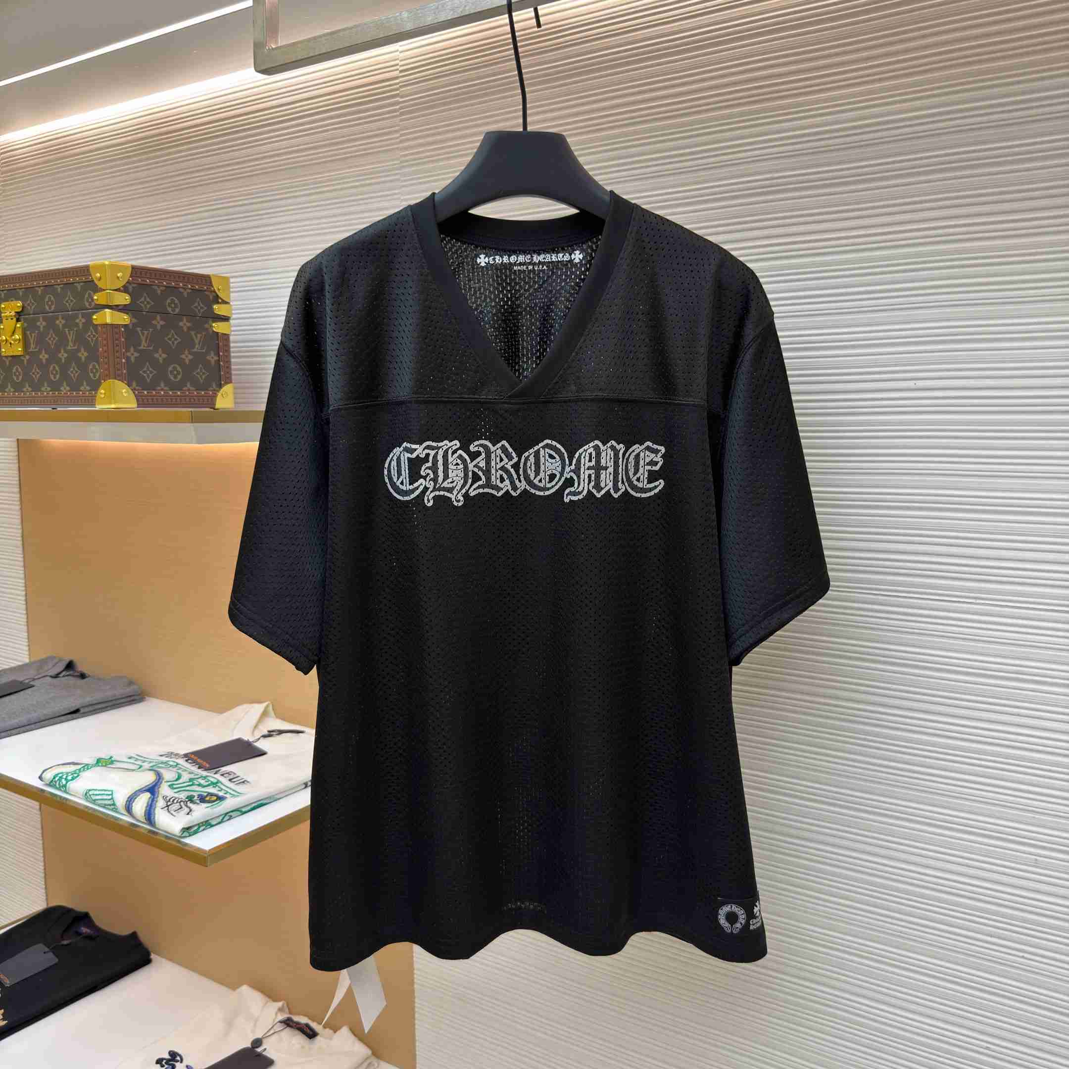 Chrome Hearts Mesh Stadium Football Jersey 'Black' - DopestKickz