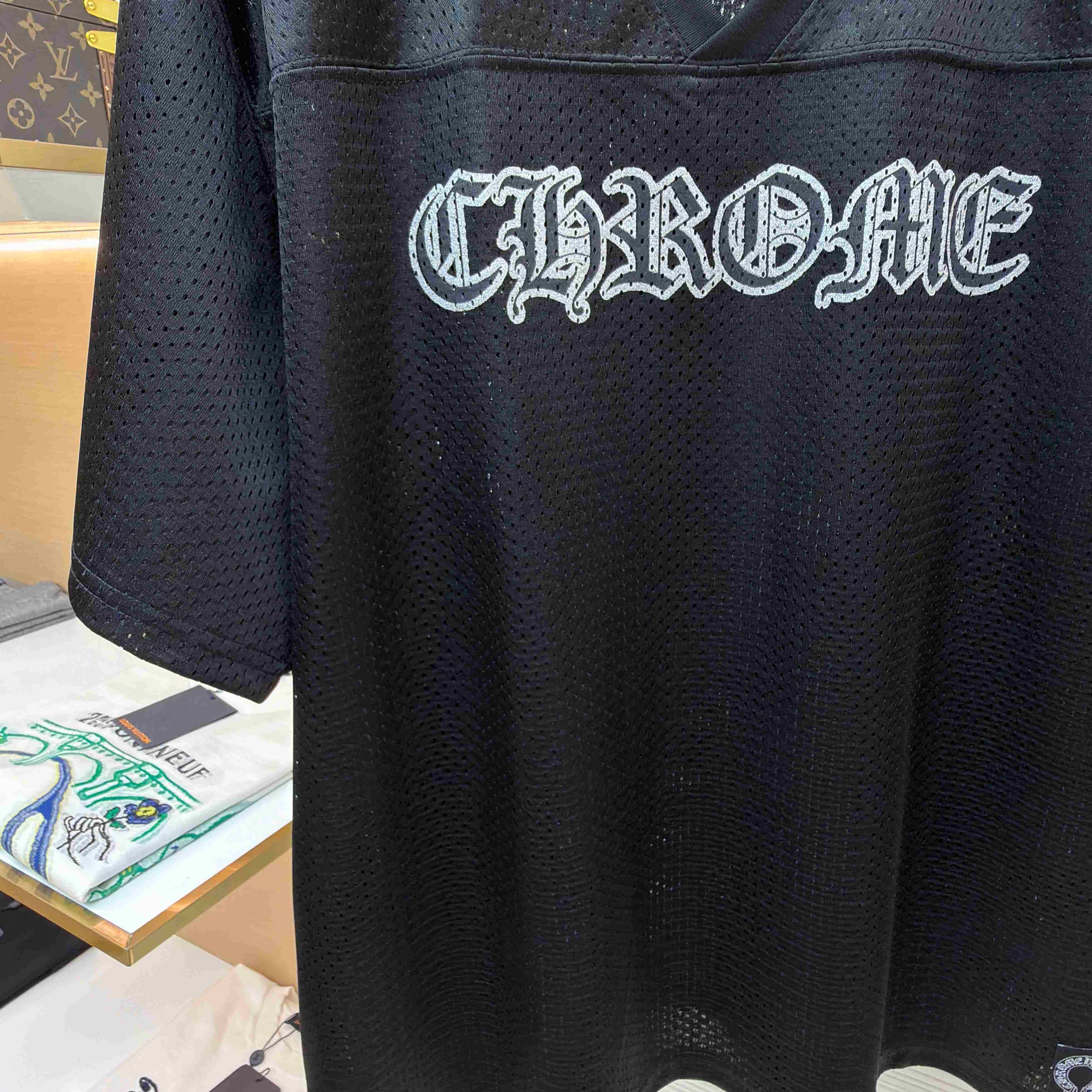 Chrome Hearts Mesh Stadium Football Jersey 'Black' - DopestKickz
