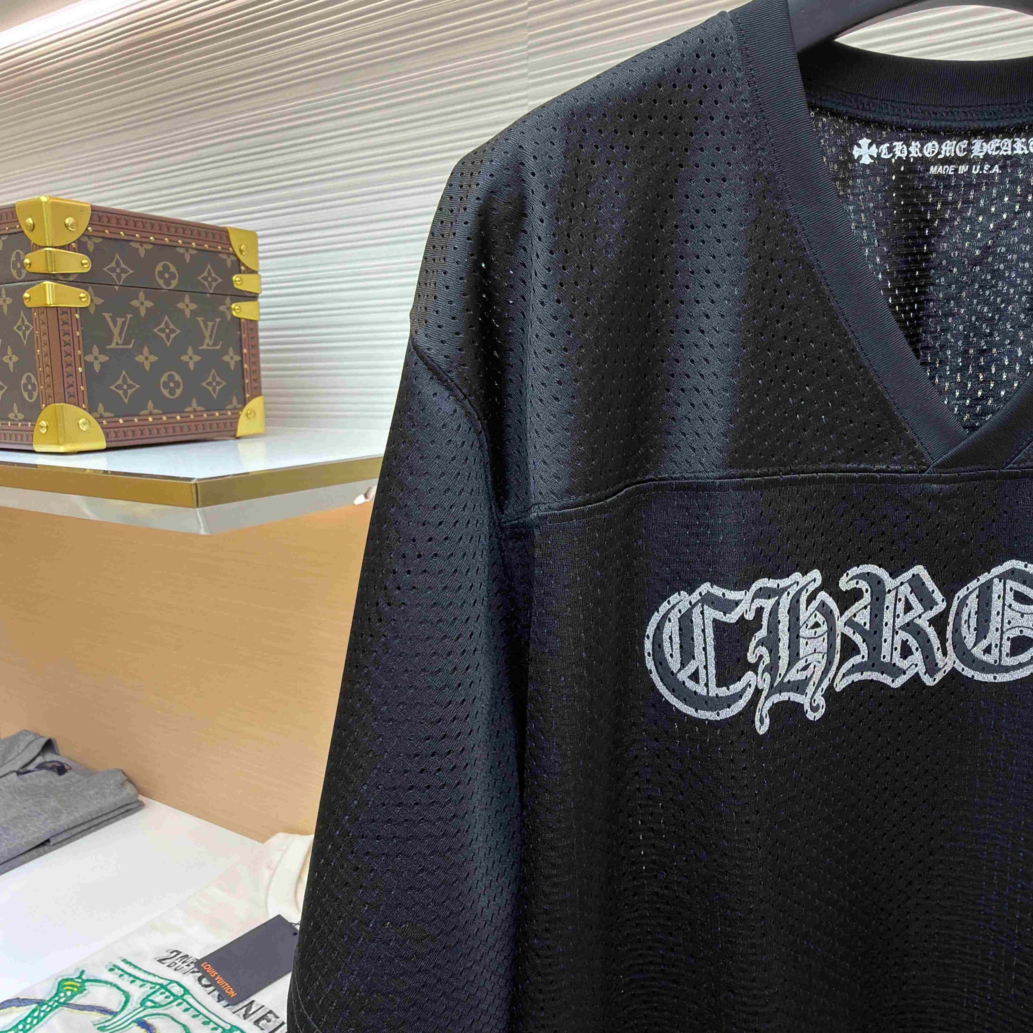 Chrome Hearts Mesh Stadium Football Jersey 'Black' - DopestKickz