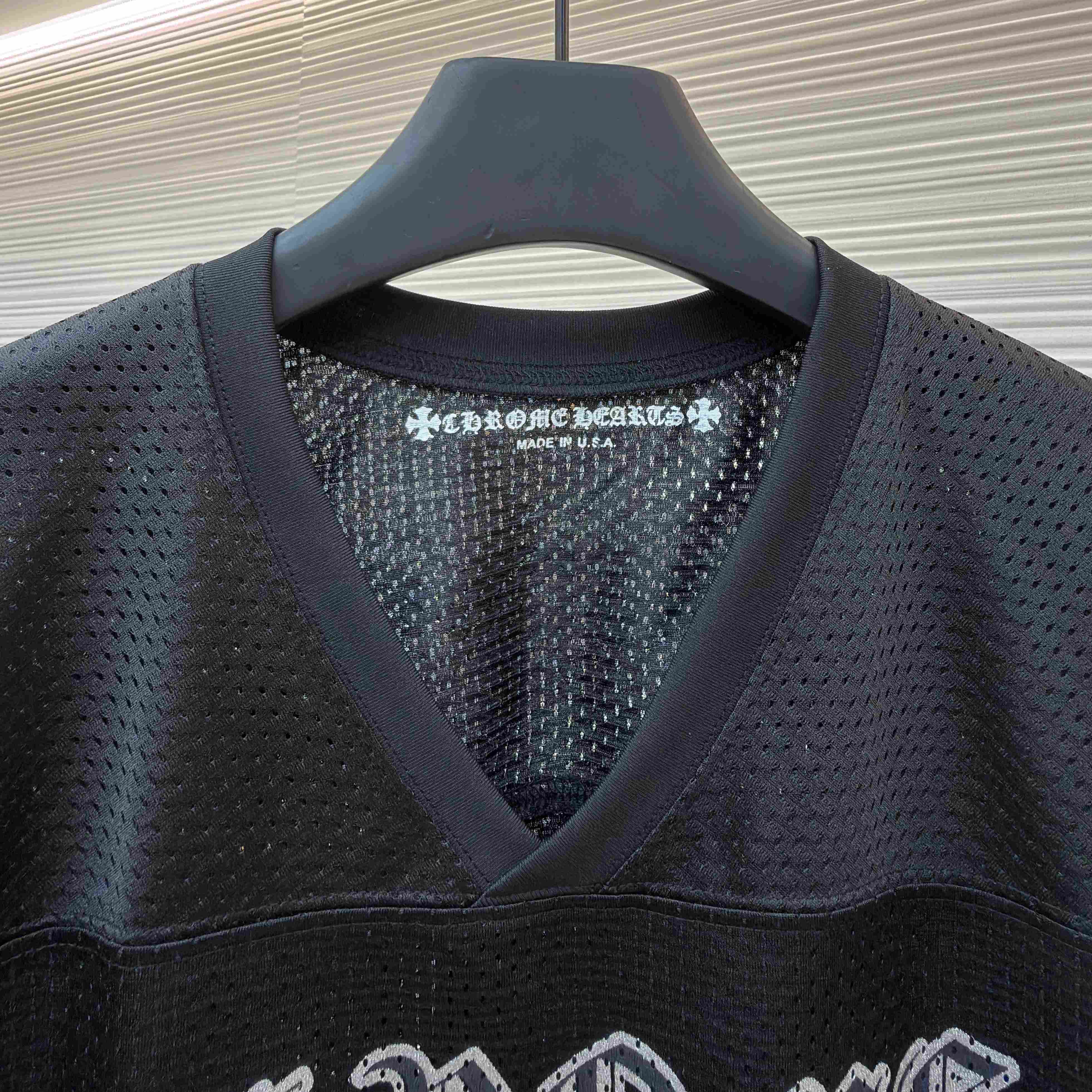 Chrome Hearts Mesh Stadium Football Jersey 'Black' - DopestKickz