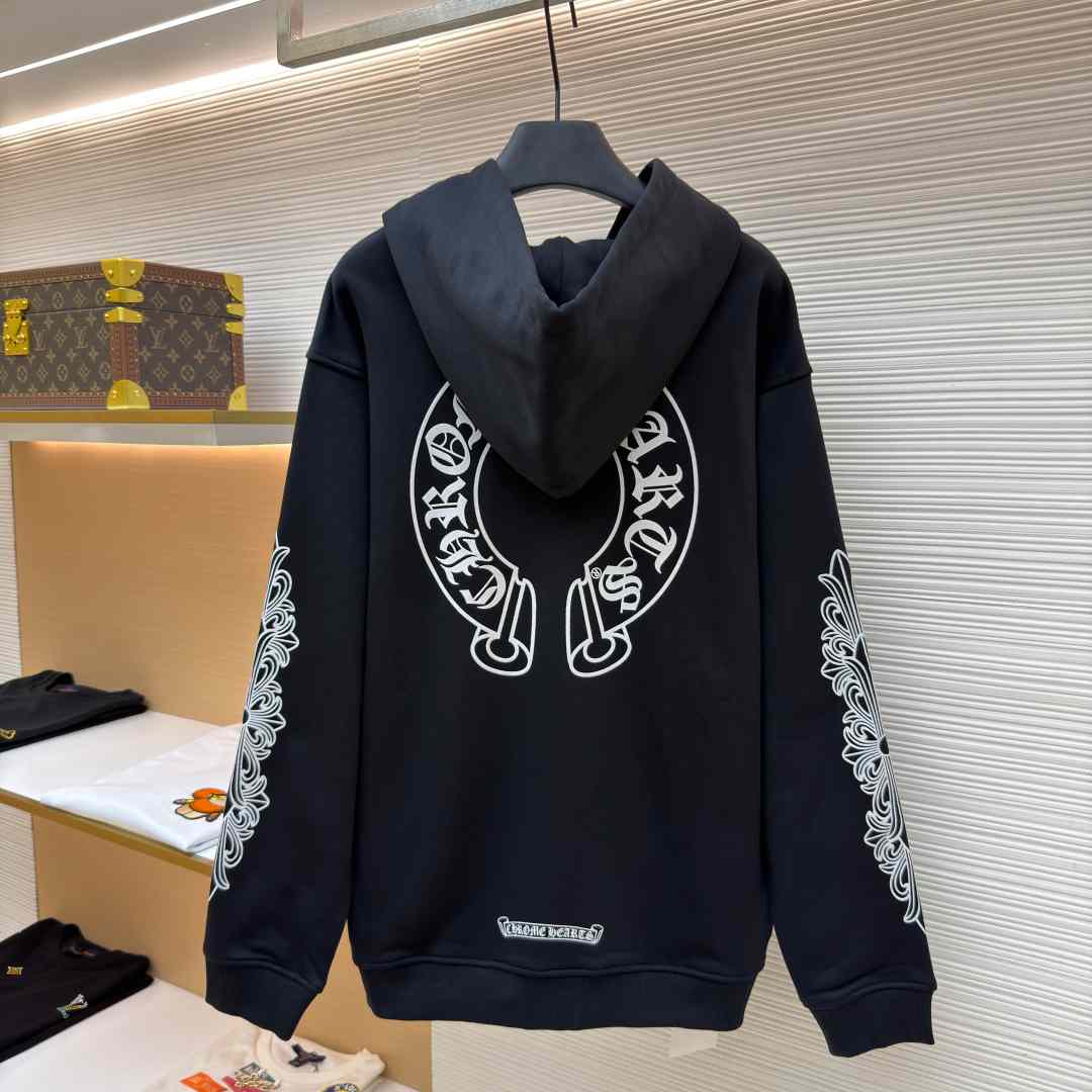 Chrome Hearts Horseshoe-Print Zip-Up Hoodie - DopestKickz