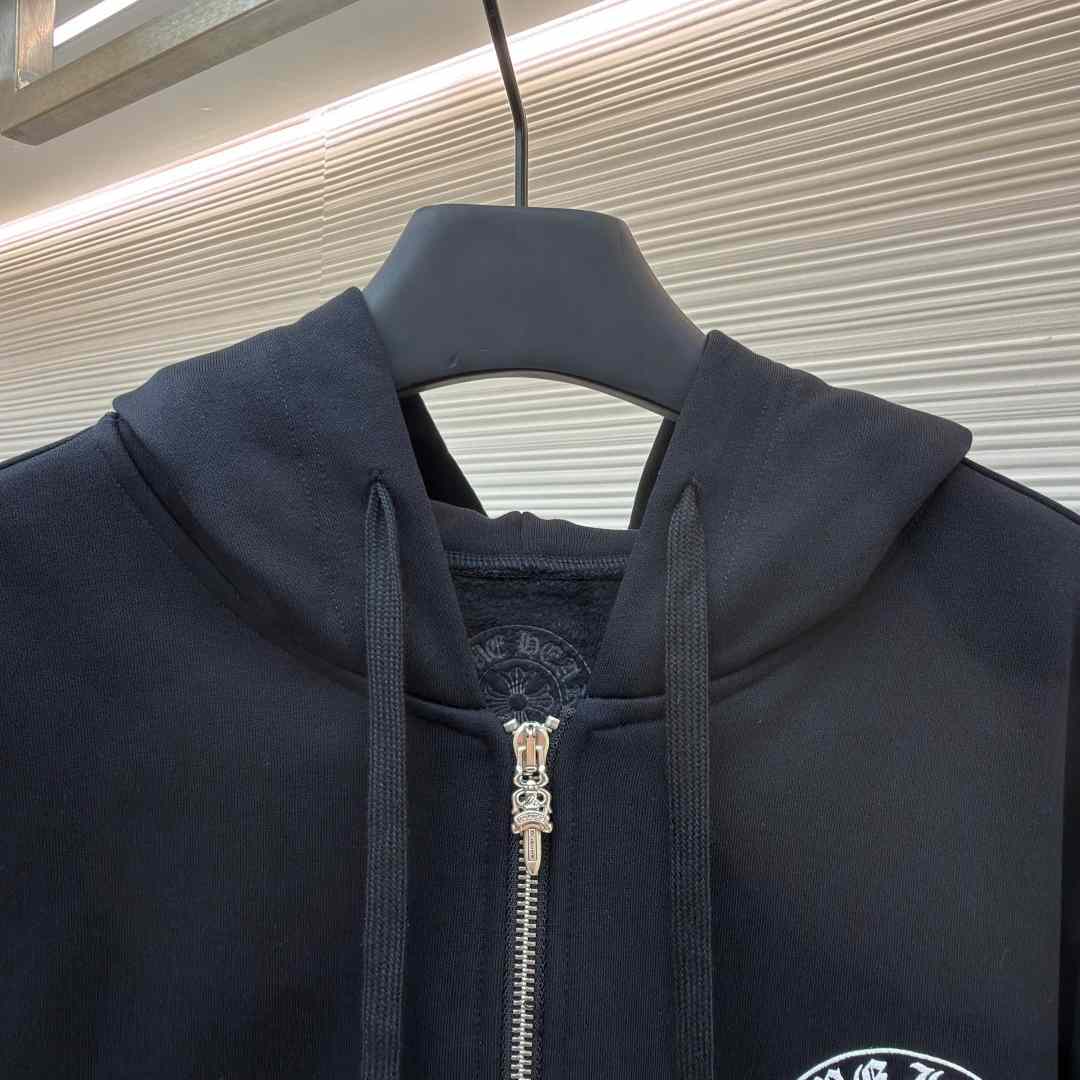 Chrome Hearts Horseshoe-Print Zip-Up Hoodie - DopestKickz