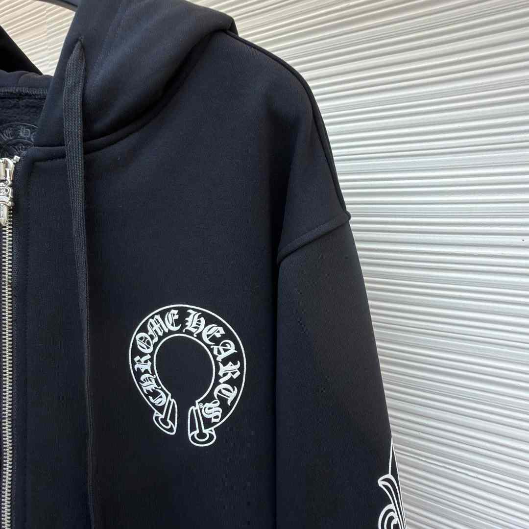 Chrome Hearts Horseshoe-Print Zip-Up Hoodie - DopestKickz