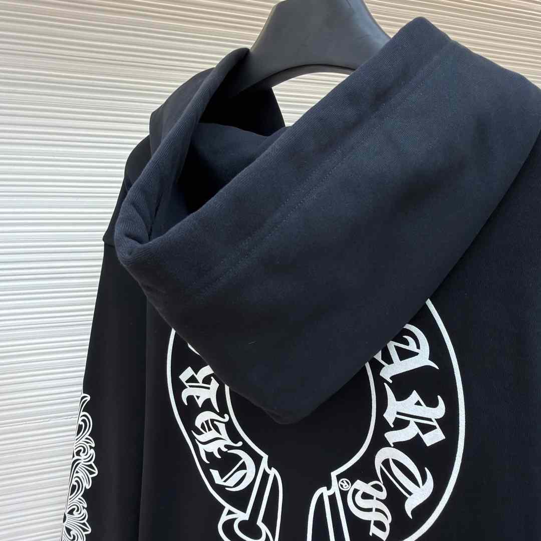 Chrome Hearts Horseshoe-Print Zip-Up Hoodie - DopestKickz