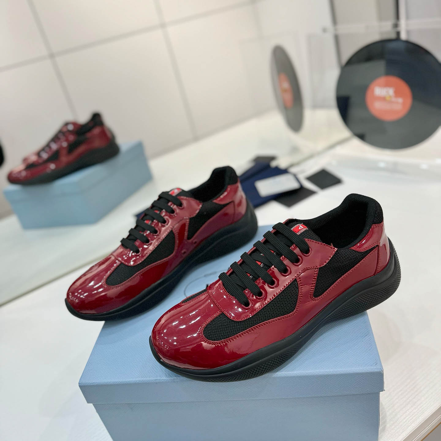Prada america's Cup Patent Leather Sneakers - DopestKickz