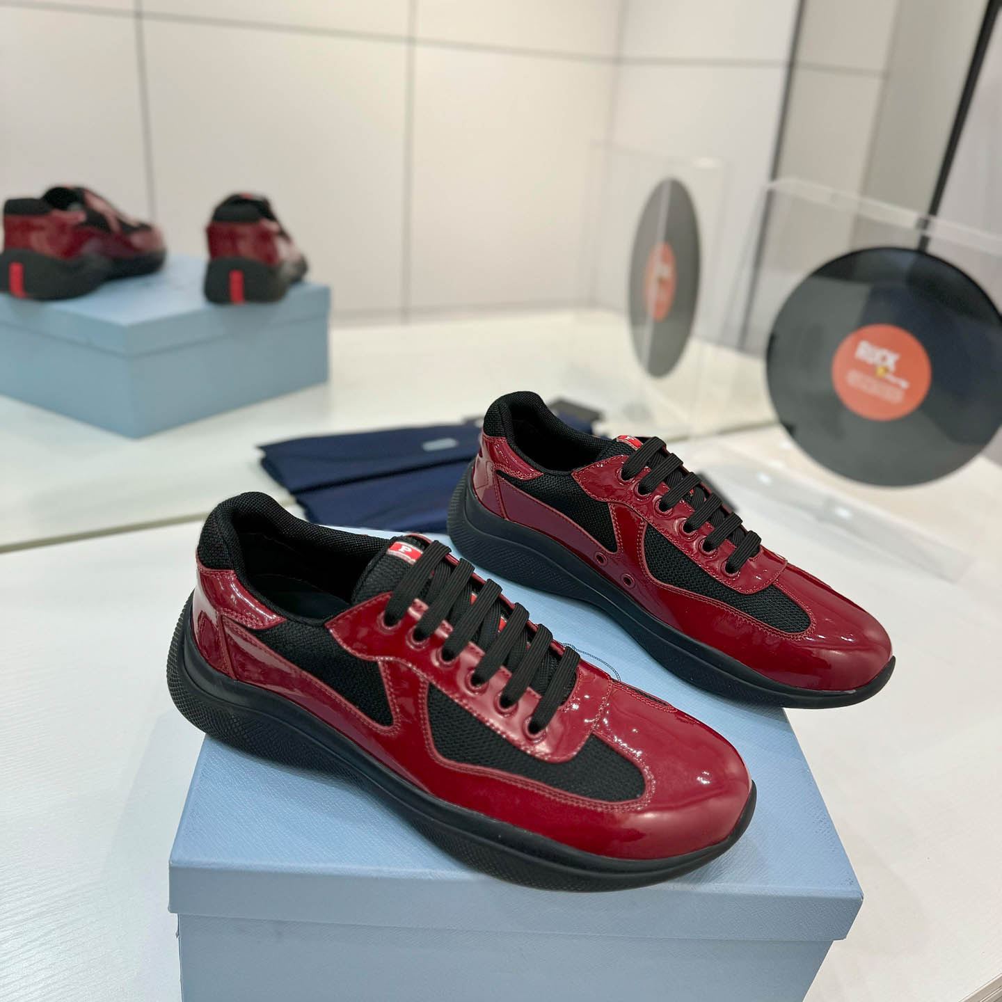 Prada america's Cup Patent Leather Sneakers - DopestKickz