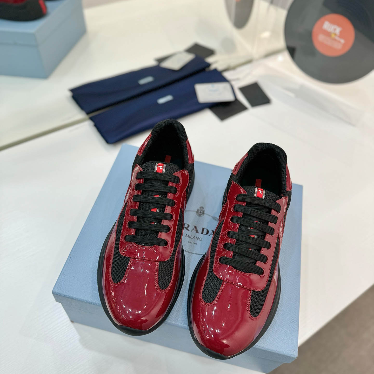 Prada america's Cup Patent Leather Sneakers - DopestKickz