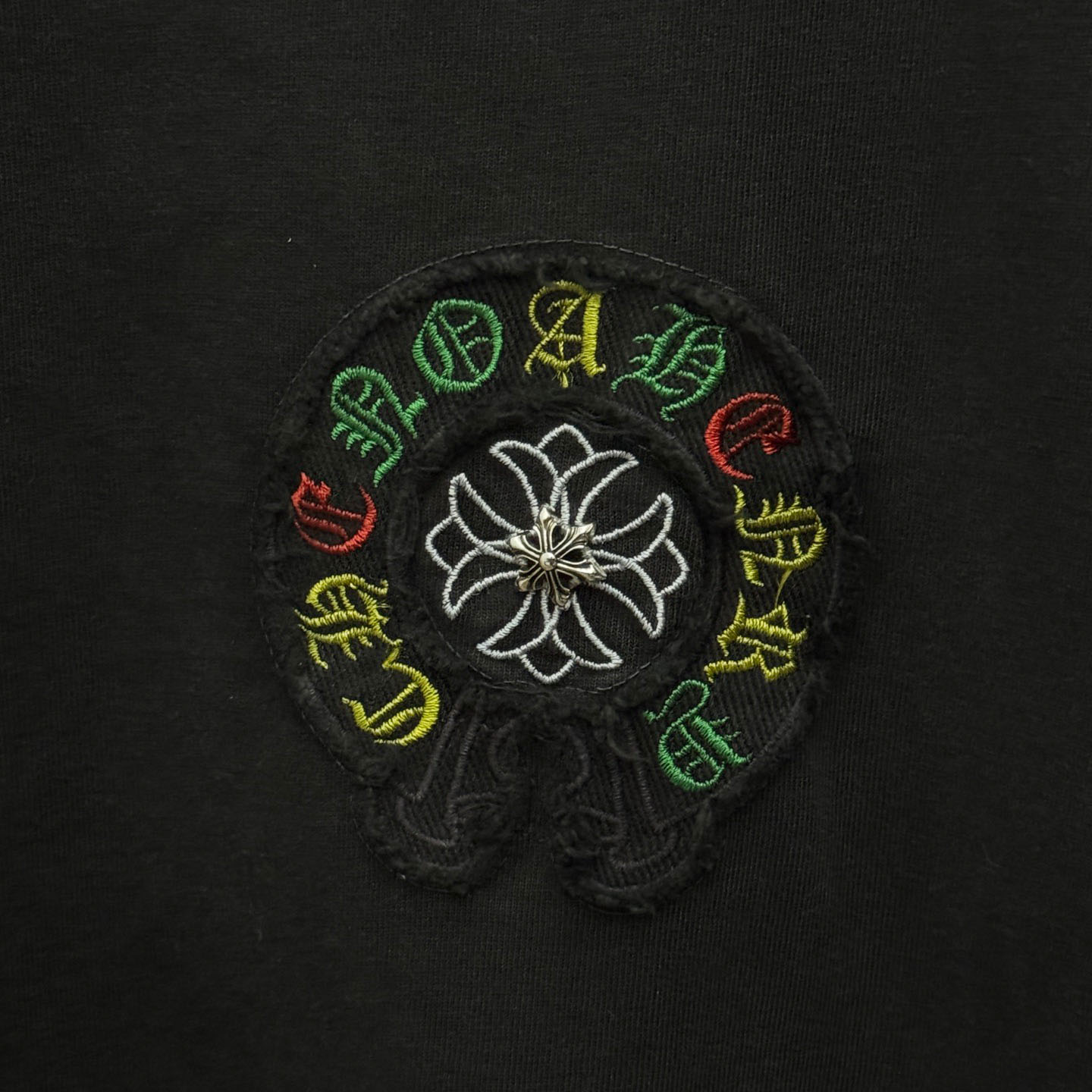 Chrome Hearts Horseshoe Cross Lips Patch Embroidered Crewneck Tee 'Black' - DopestKickz