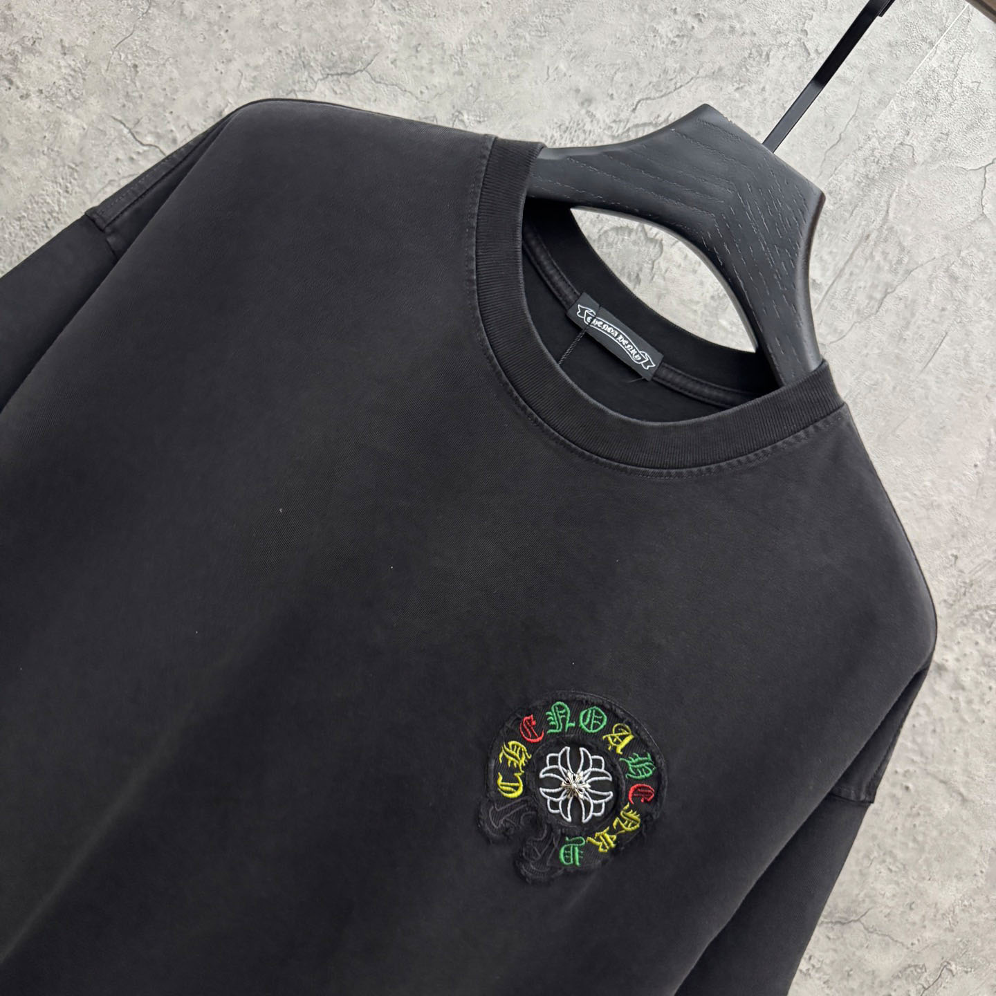 Chrome Hearts Horseshoe Cross Lips Patch Embroidered Crewneck Tee 'Black' - DopestKickz