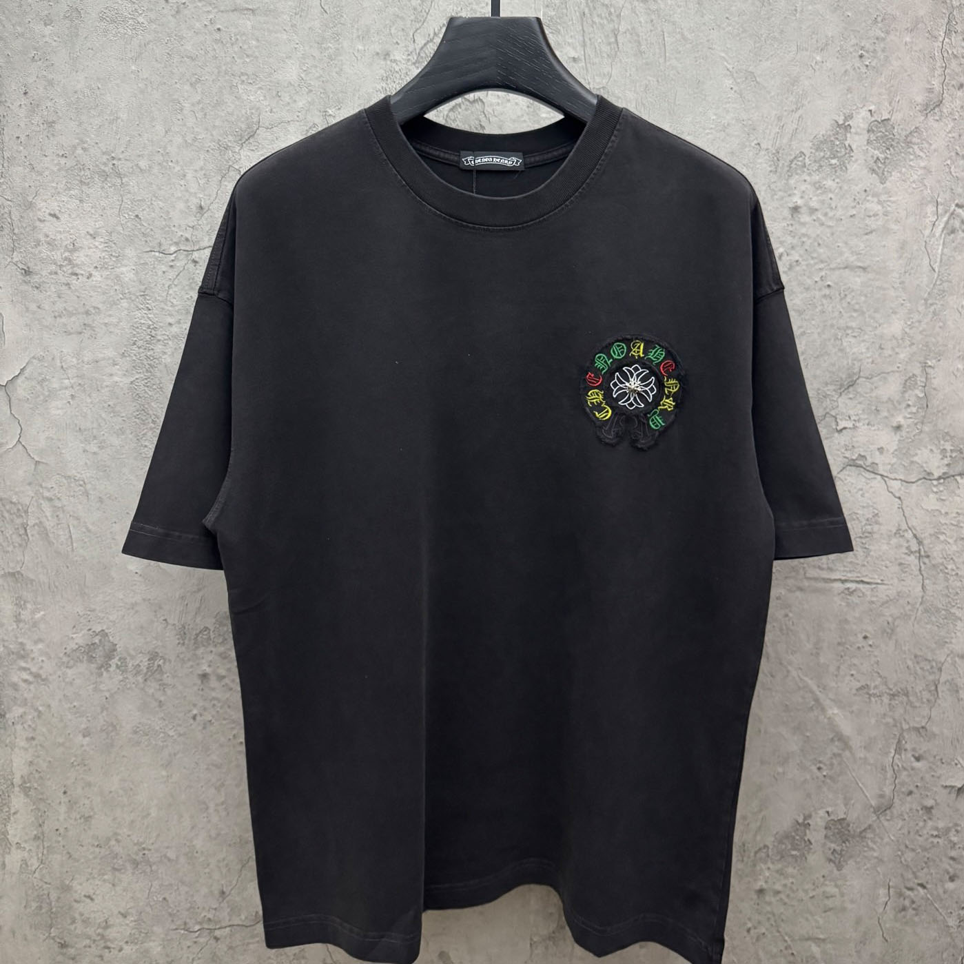 Chrome Hearts Horseshoe Cross Lips Patch Embroidered Crewneck Tee 'Black' - DopestKickz