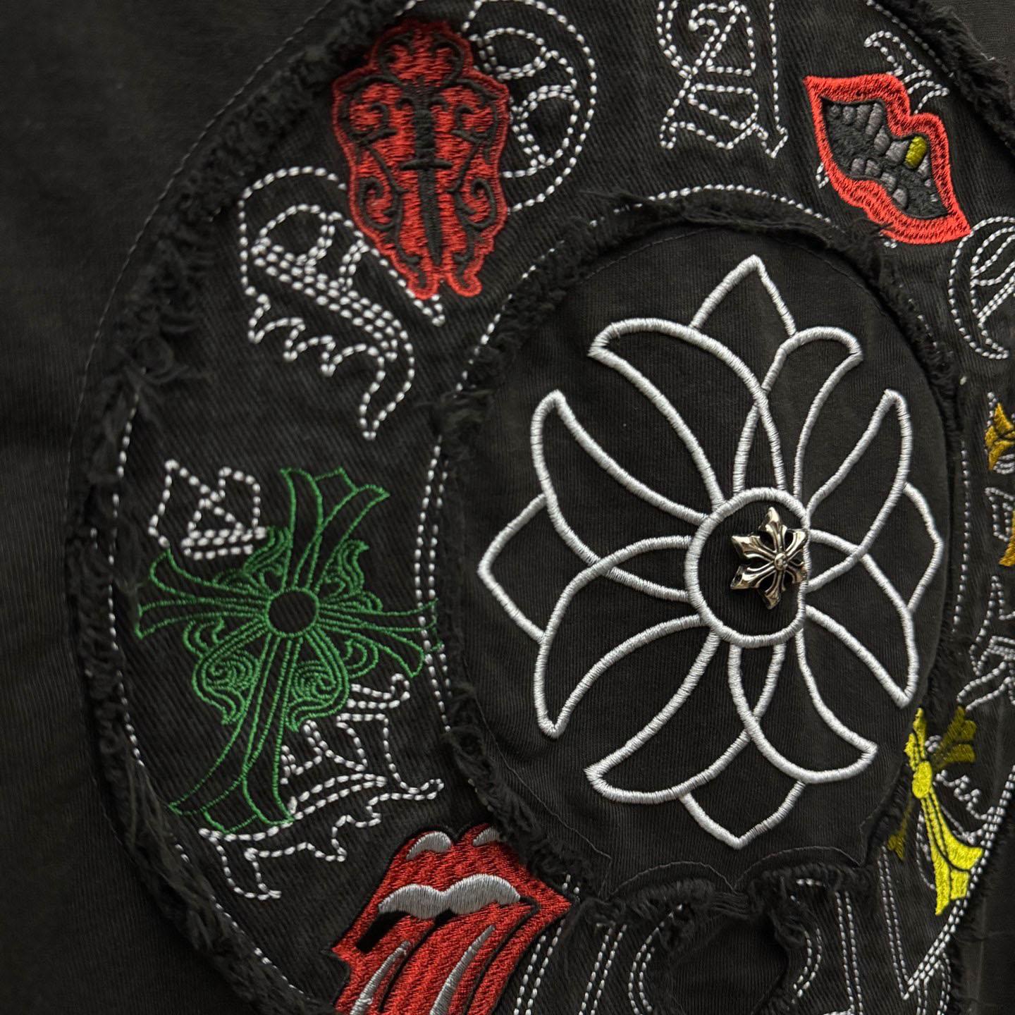 Chrome Hearts Horseshoe Cross Lips Patch Embroidered Crewneck Tee 'Black' - DopestKickz