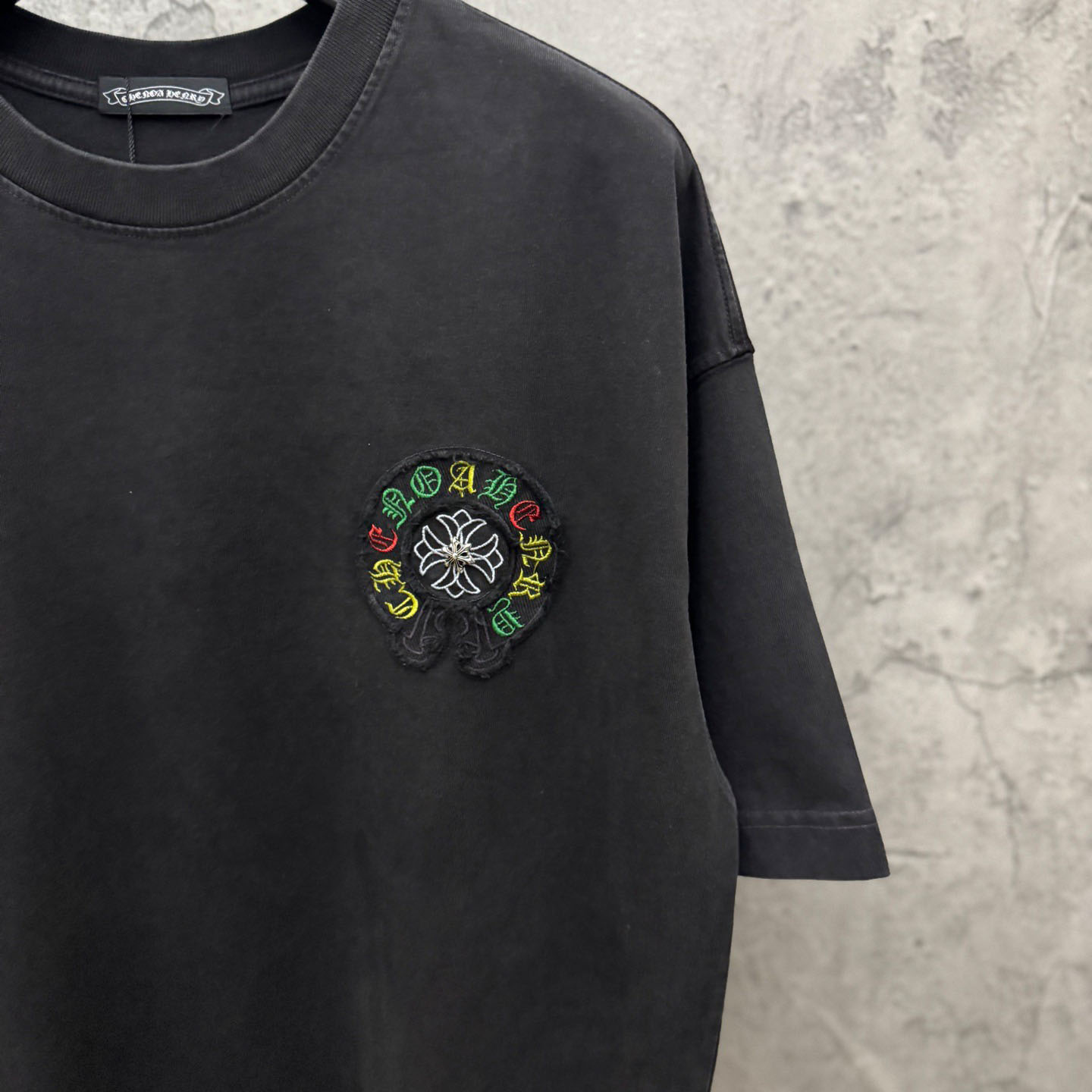 Chrome Hearts Horseshoe Cross Lips Patch Embroidered Crewneck Tee 'Black' - DopestKickz