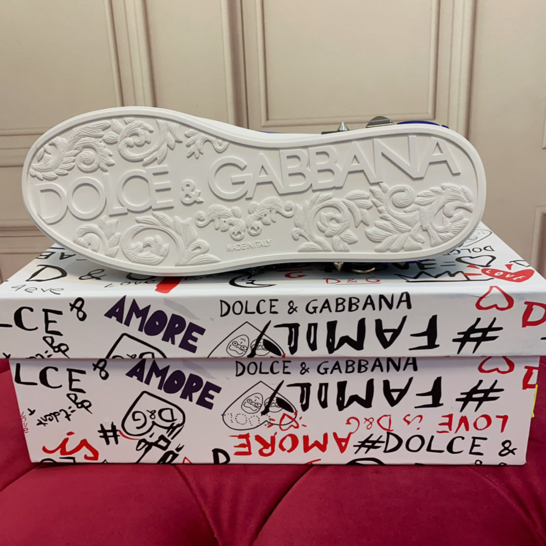 Dolce & Gabbana Calfskin Portofino Sneakers With Patch - DopestKickz