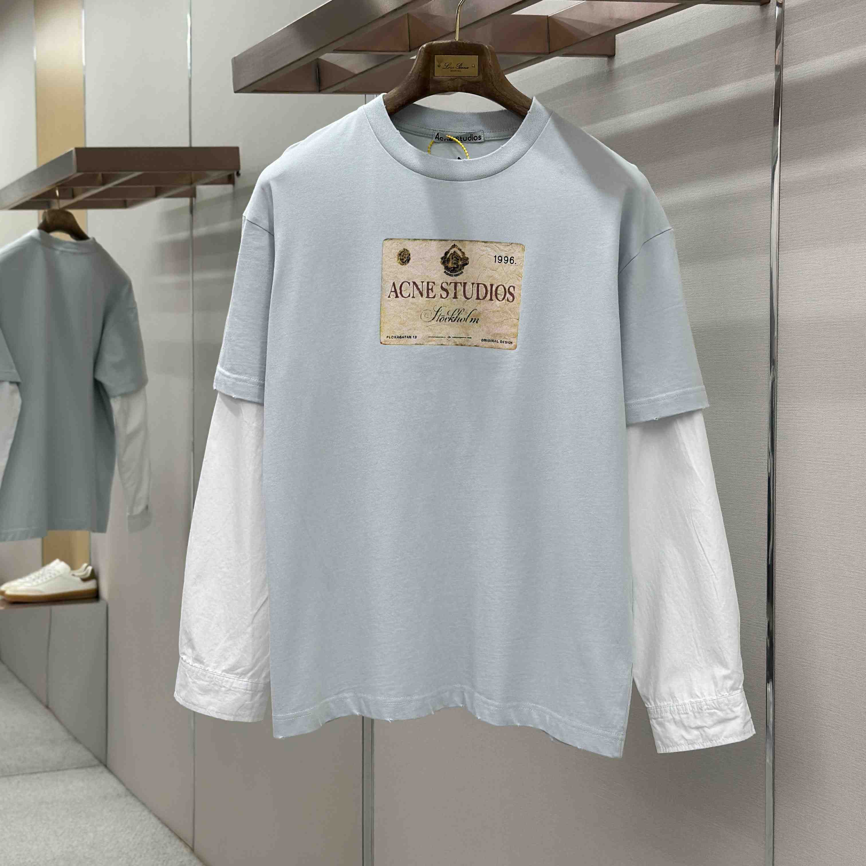 Acne Studios Layered Print T-Shirt 'Light Grey' - DopestKickz