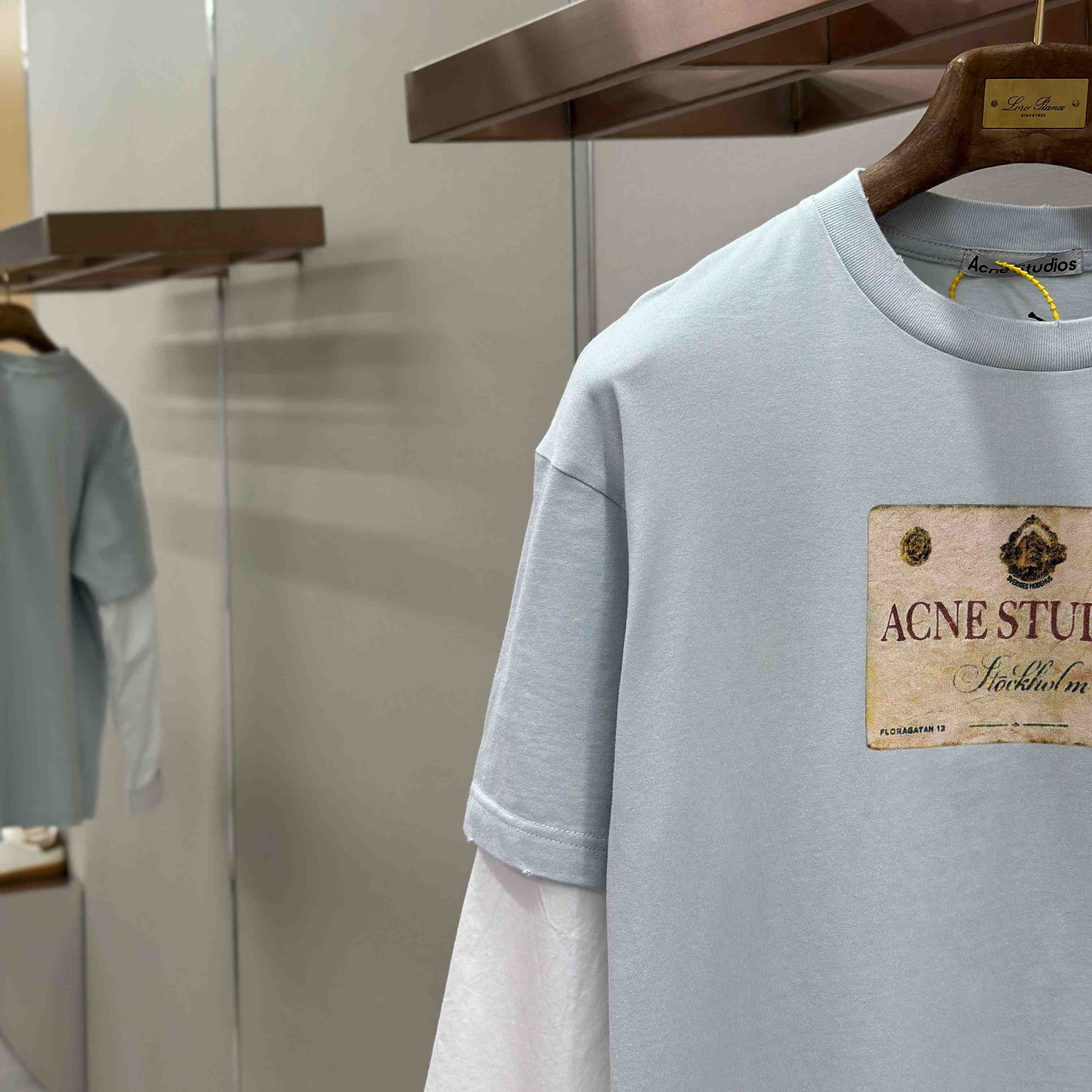 Acne Studios Layered Print T-Shirt 'Light Grey' - DopestKickz