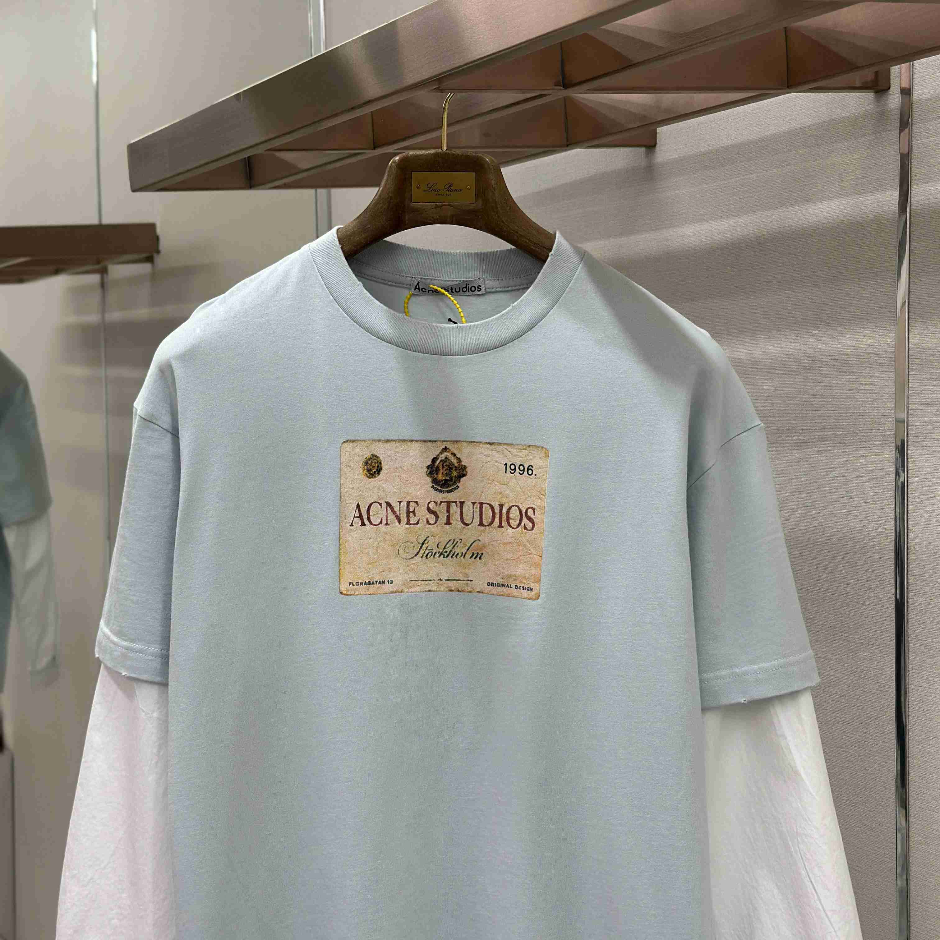 Acne Studios Layered Print T-Shirt 'Light Grey' - DopestKickz