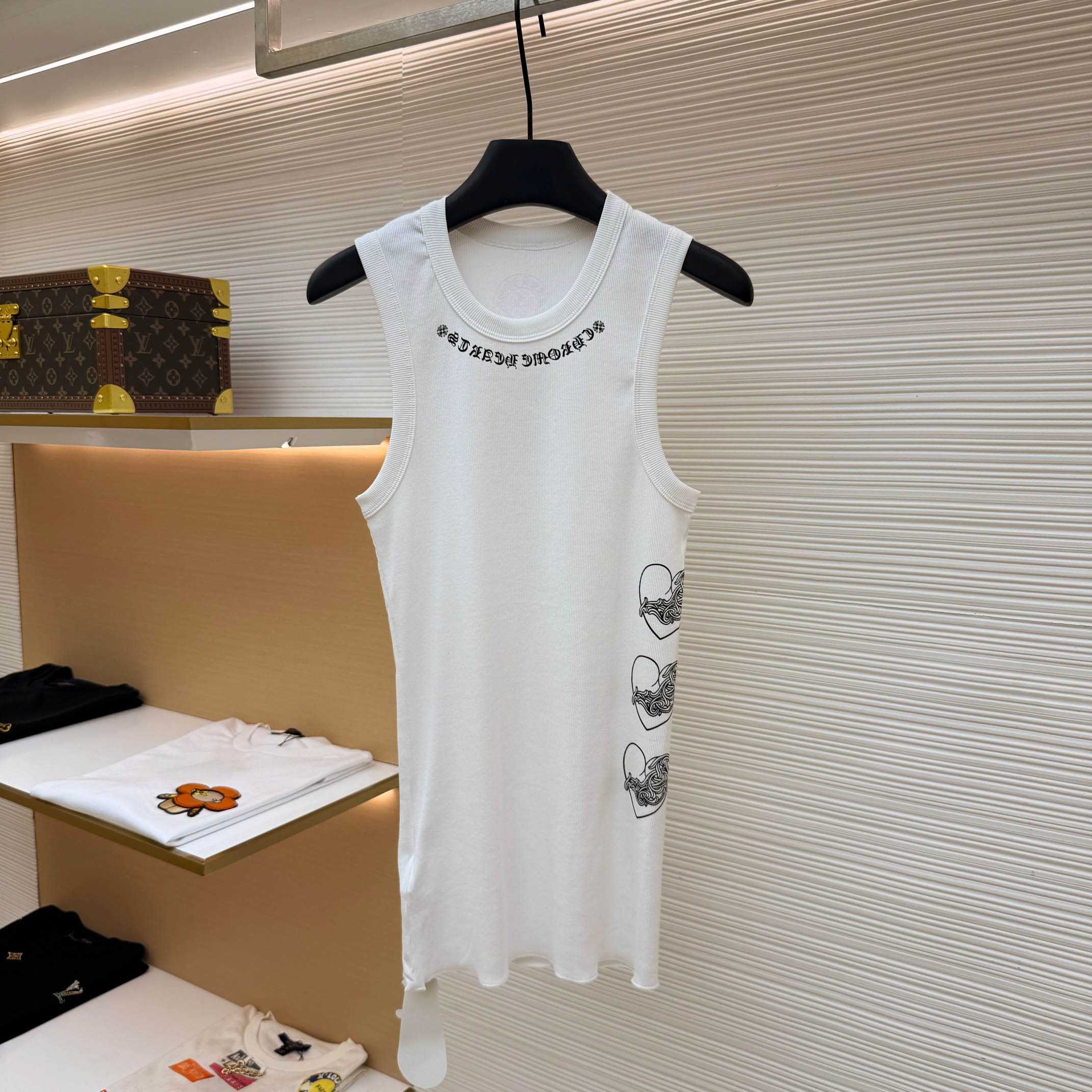 Chrome Hearts 'Love You' Floral Heart White Tank Top - DopestKickz